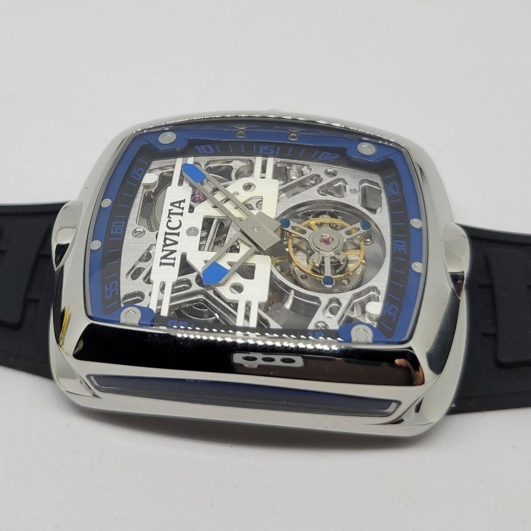 Invicta S1 Rally Diablo Tourbillon Watch Silver Dial Black Hand Winding w/ Box