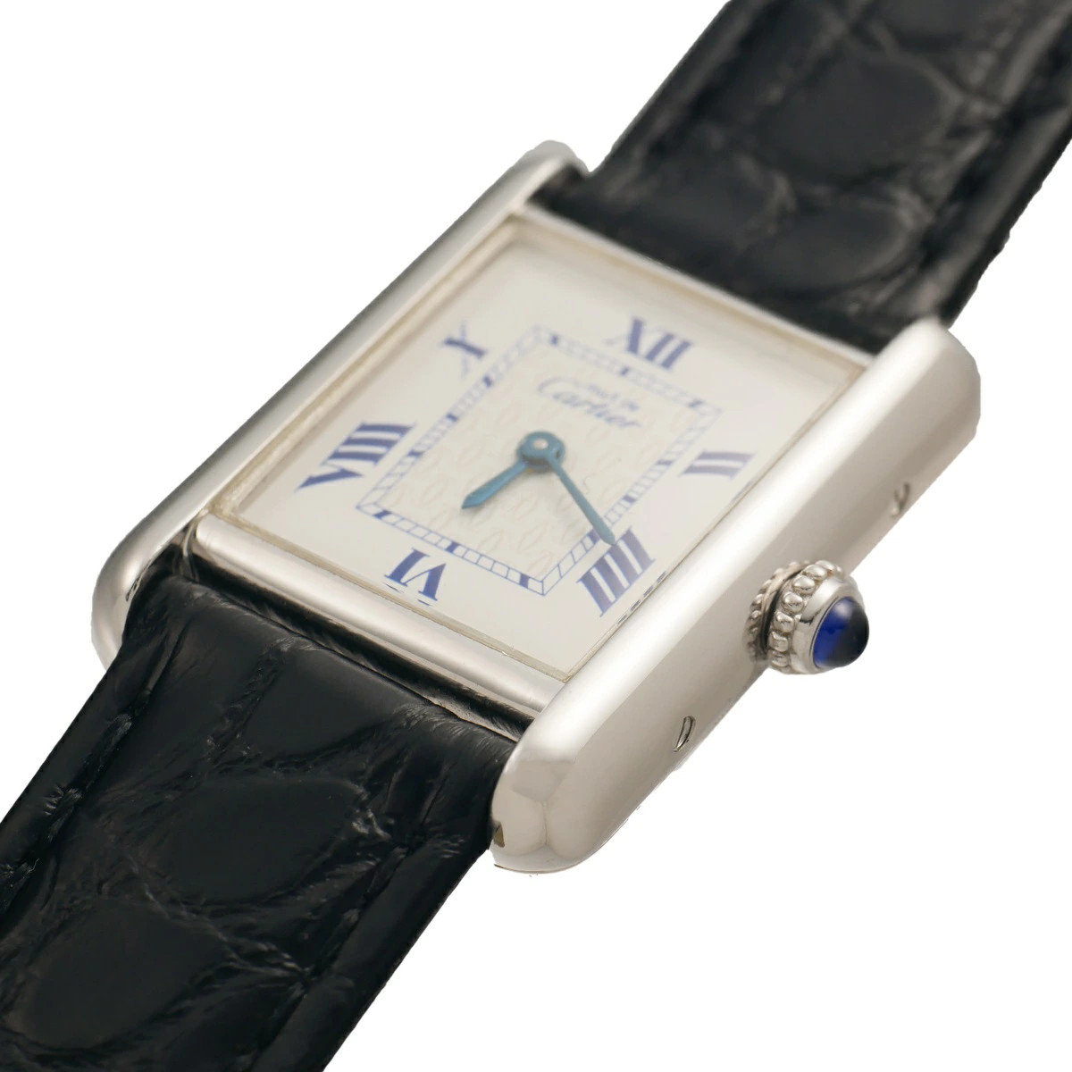 Cartier Must Tank SM Silver W1008354 White Dial Leather Bracelet Quartz Ladies