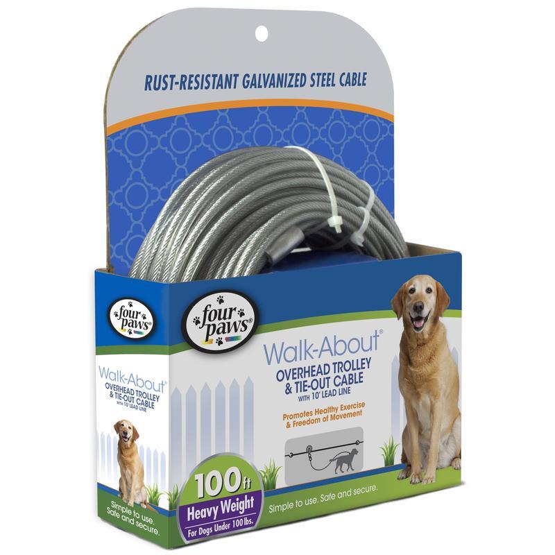 Heavy Duty Dog Run Cable 100ft Outdoor Trolley Exerciser W/ Pulley Lead Silver