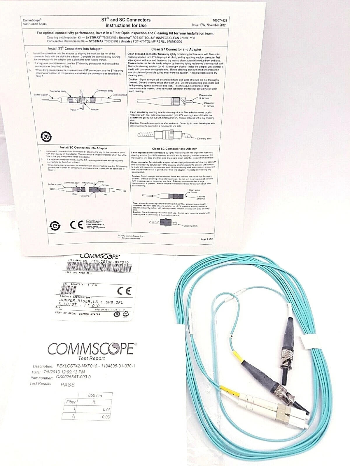 CommScope FEXLCST42-MXF010 Duplex LC/ST Fiber Jumper Cable FT010