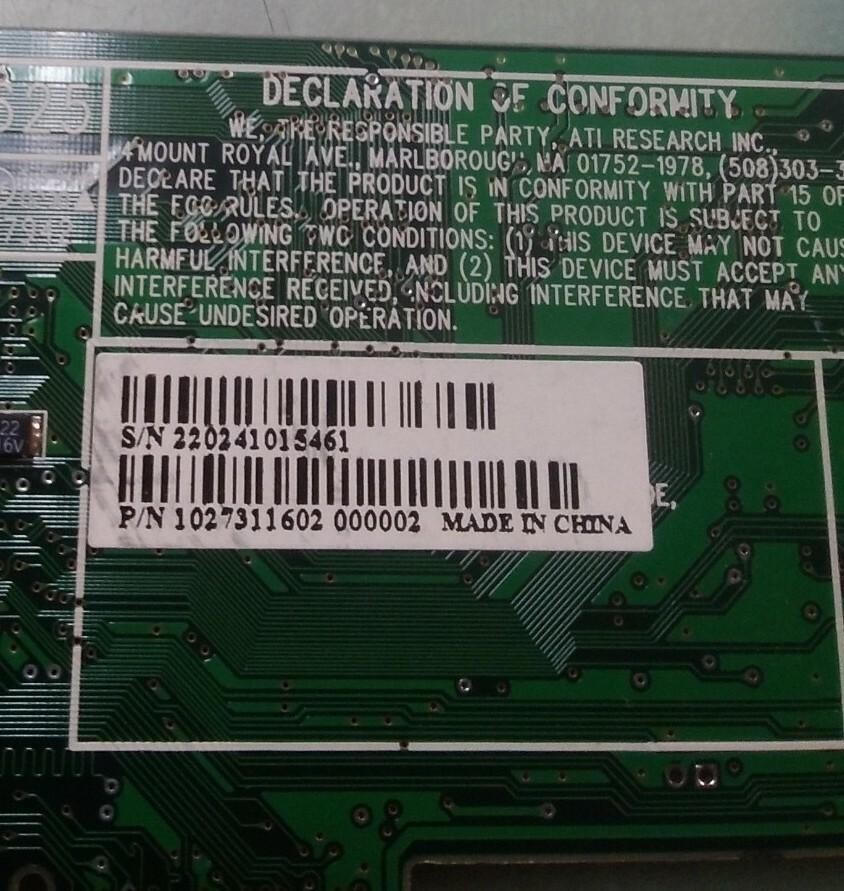 Dell ATI 09K099 1027311602 32MB AGP VGA Video Card