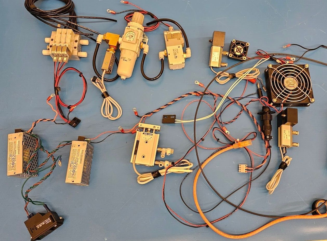 Electronics & Pneumatics Lot – Power Supplies, Valves, Fans, Cables & More