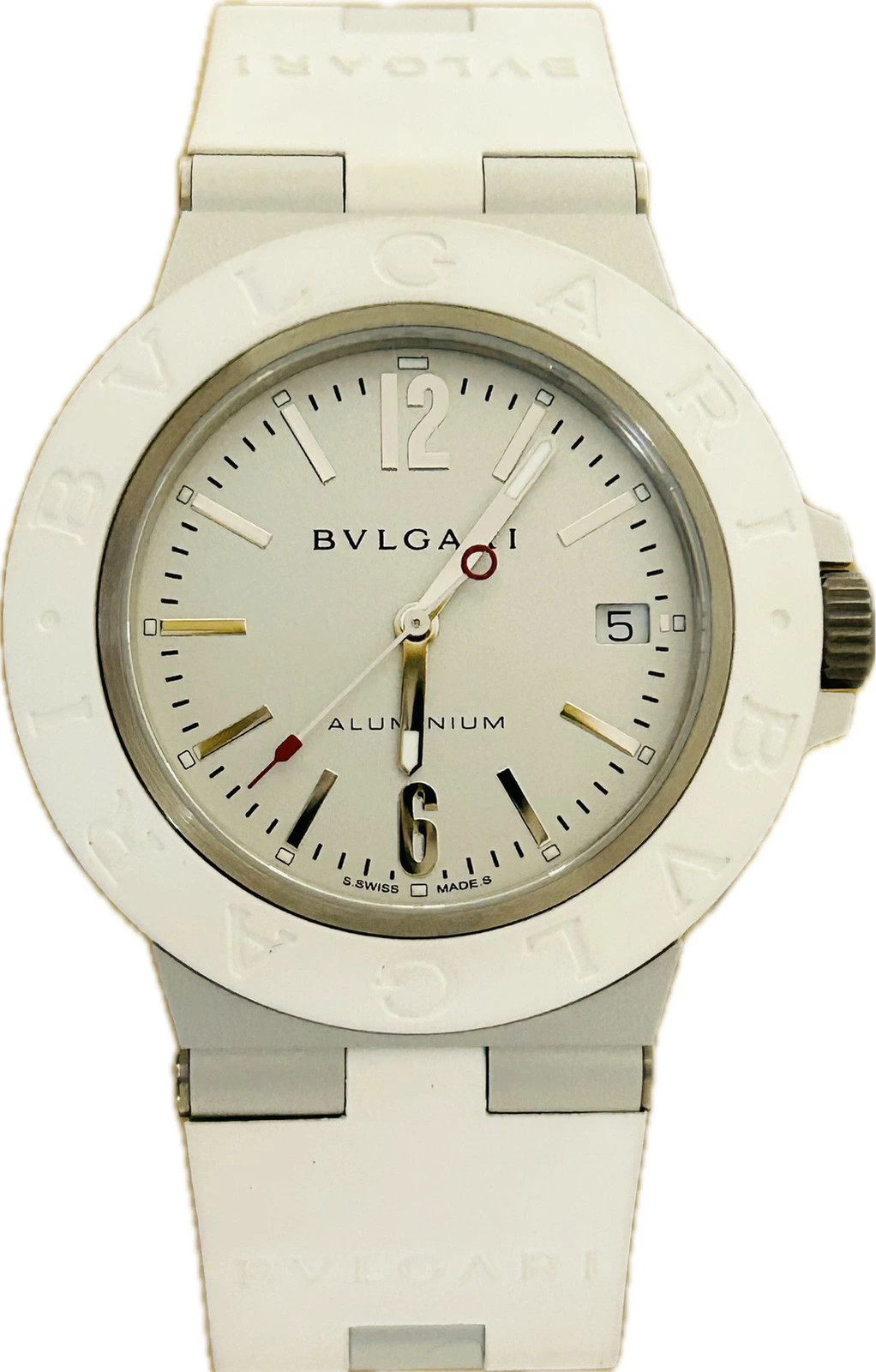 BVLGARI Aluminum BB40AT Men’s Automatic Watch Box Date Round Dial Accessary
