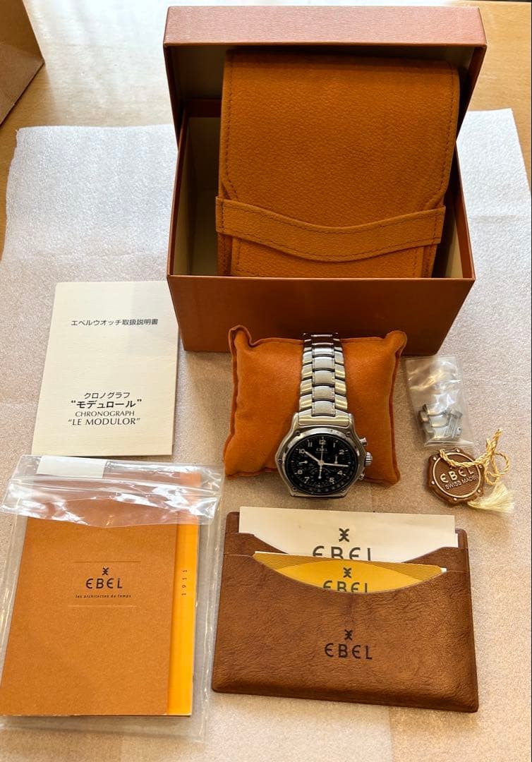 EBEL Chronograph 1911 Automatic Wristwatch Black Dial Skeleton Caseback Men