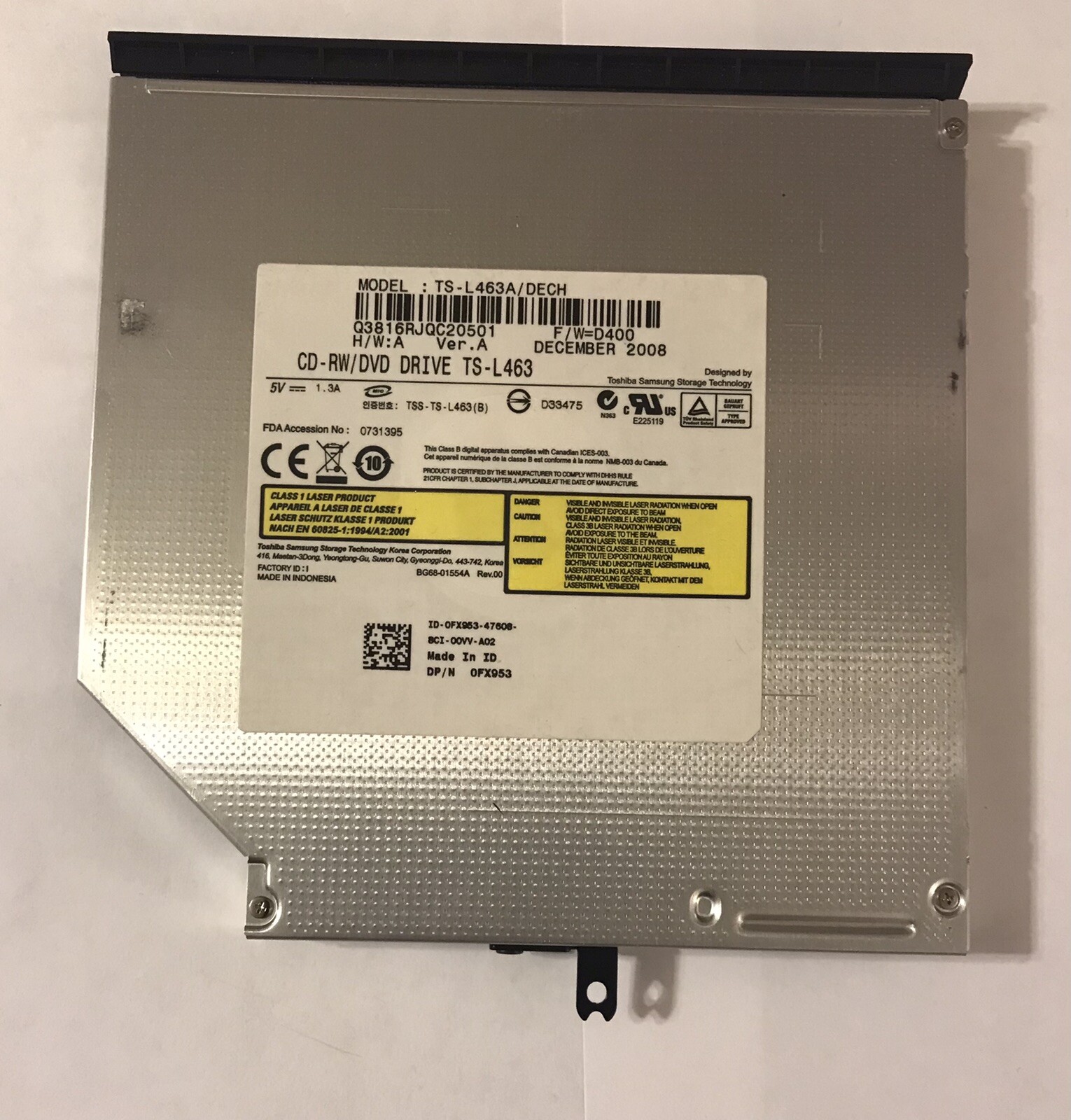 Dell Toshiba TS-L463A/DECH CD-RW DVD ROM ReWritable Optical Drive – Working