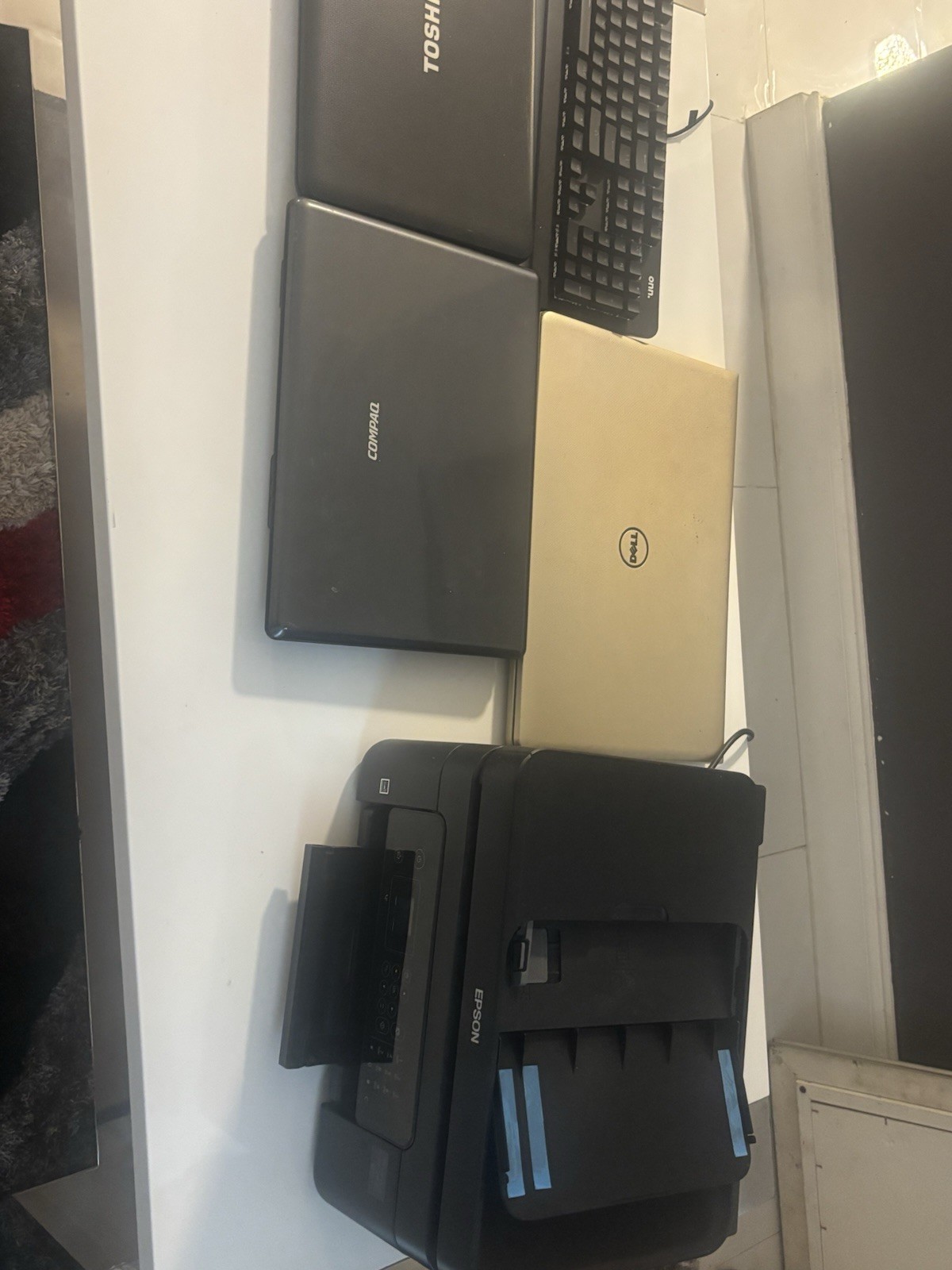 Toshiba, Compaq, Dell Laptops, Epson Printer & Keyboard Mixed Lot