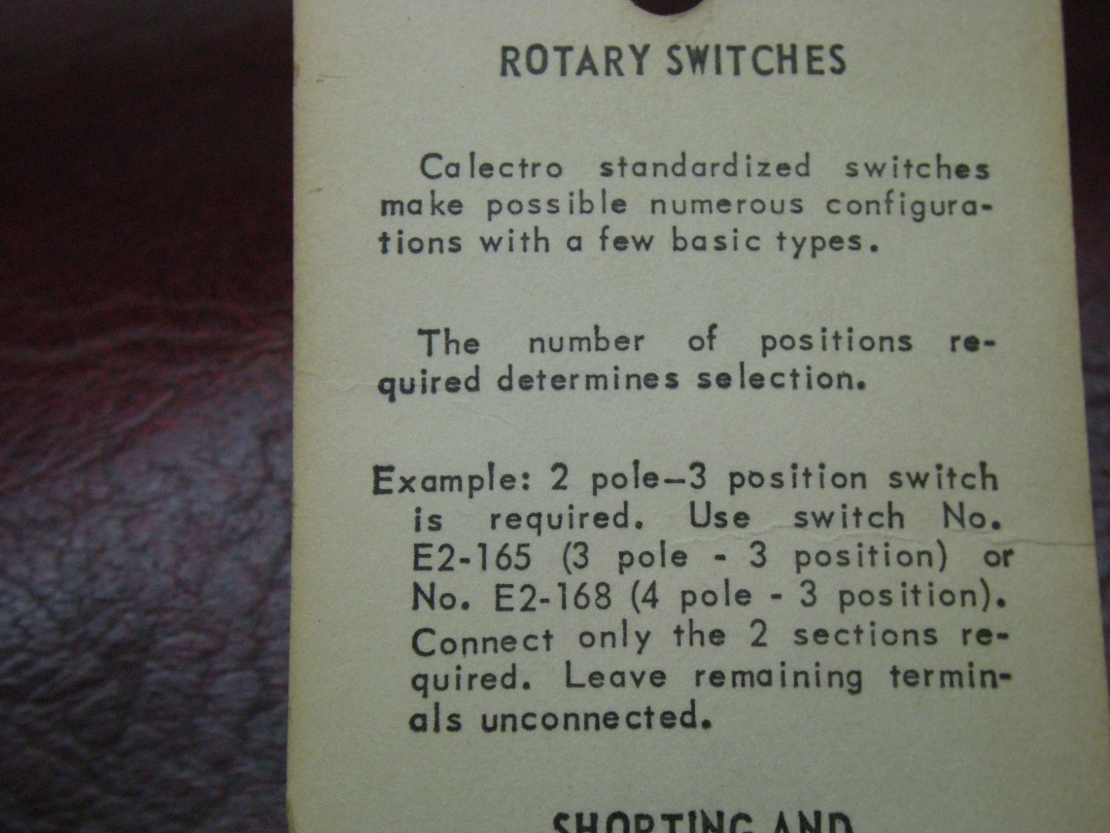 Vintage GC Electronics Mini Rotary Switch, 4 Pos 3 Pole, 100VAC 1/2A, SHORTING