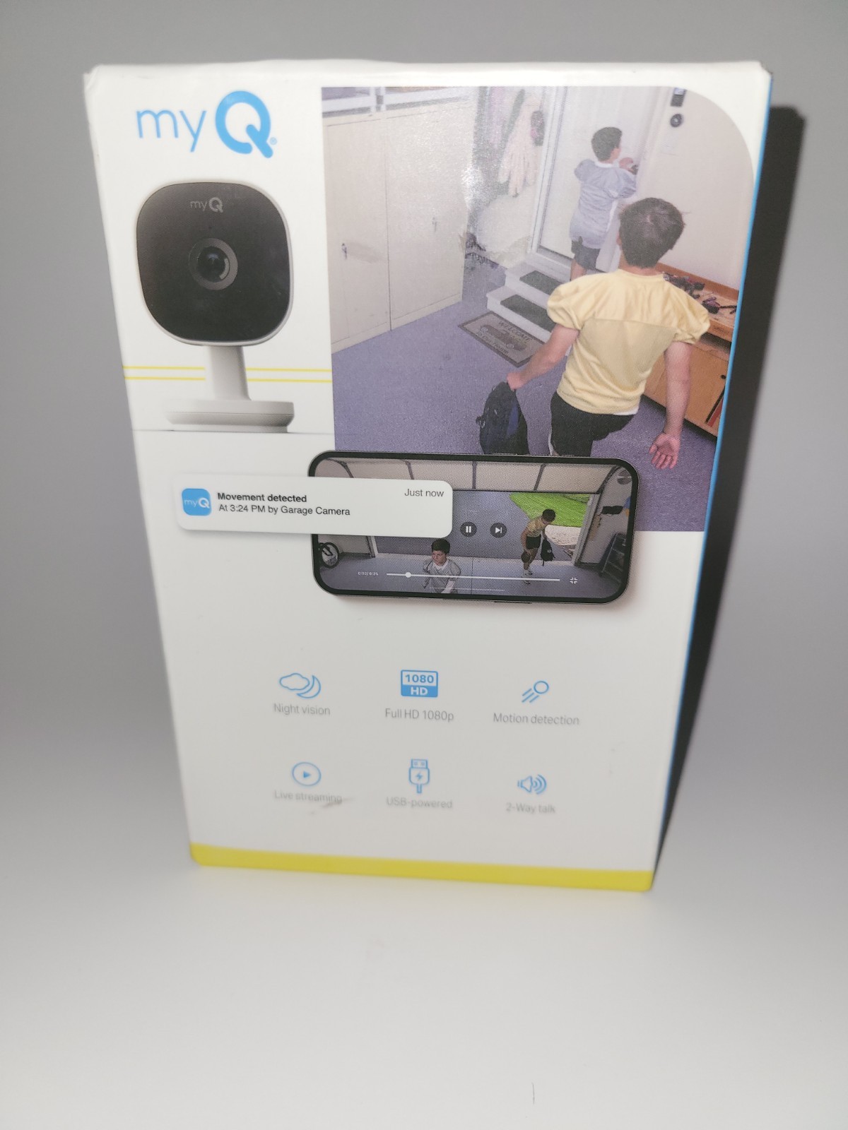 MY Q SMART GARAGE CAMERA WITH NIGHT VISION, FULL HD 1080P AND MOTION DETECTION.