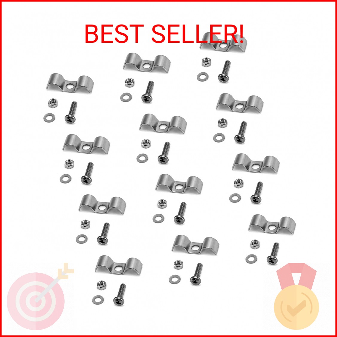 QWORK Stainless Steel Double Line Clamp, 12 Pack 3/8″ Fuel Lines Clips with Moun