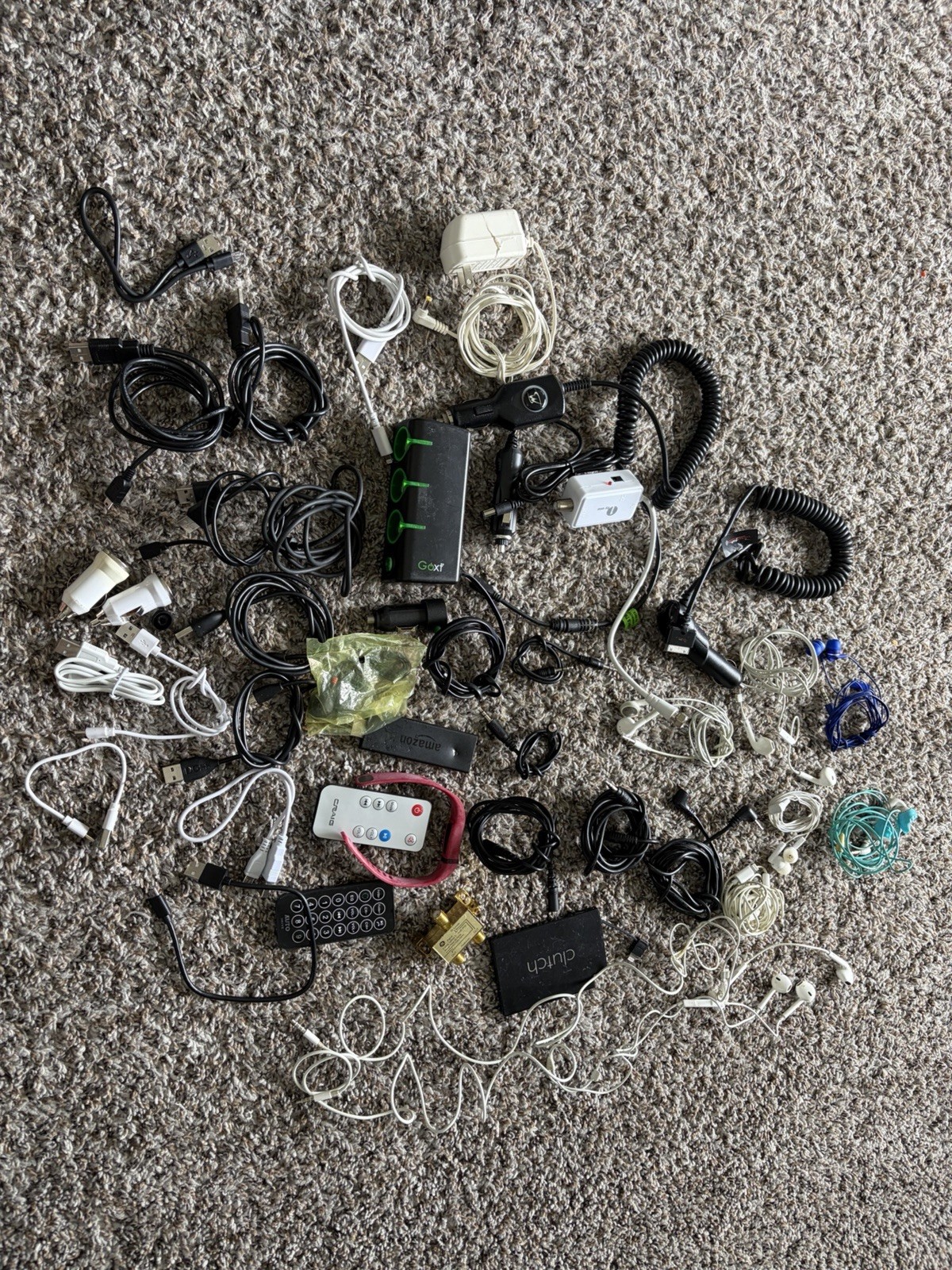 Electronics Junk Drawer Lot 40pcs Wires, Cables, Headphones Etc Untested