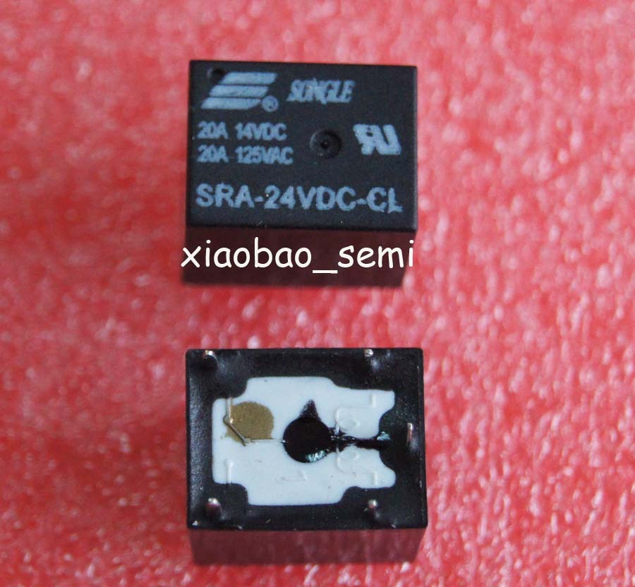 20PCS SRA-24VDC-CL DC 24V Coil 20A PCB General Purpose Relay 5 Pin SPDT