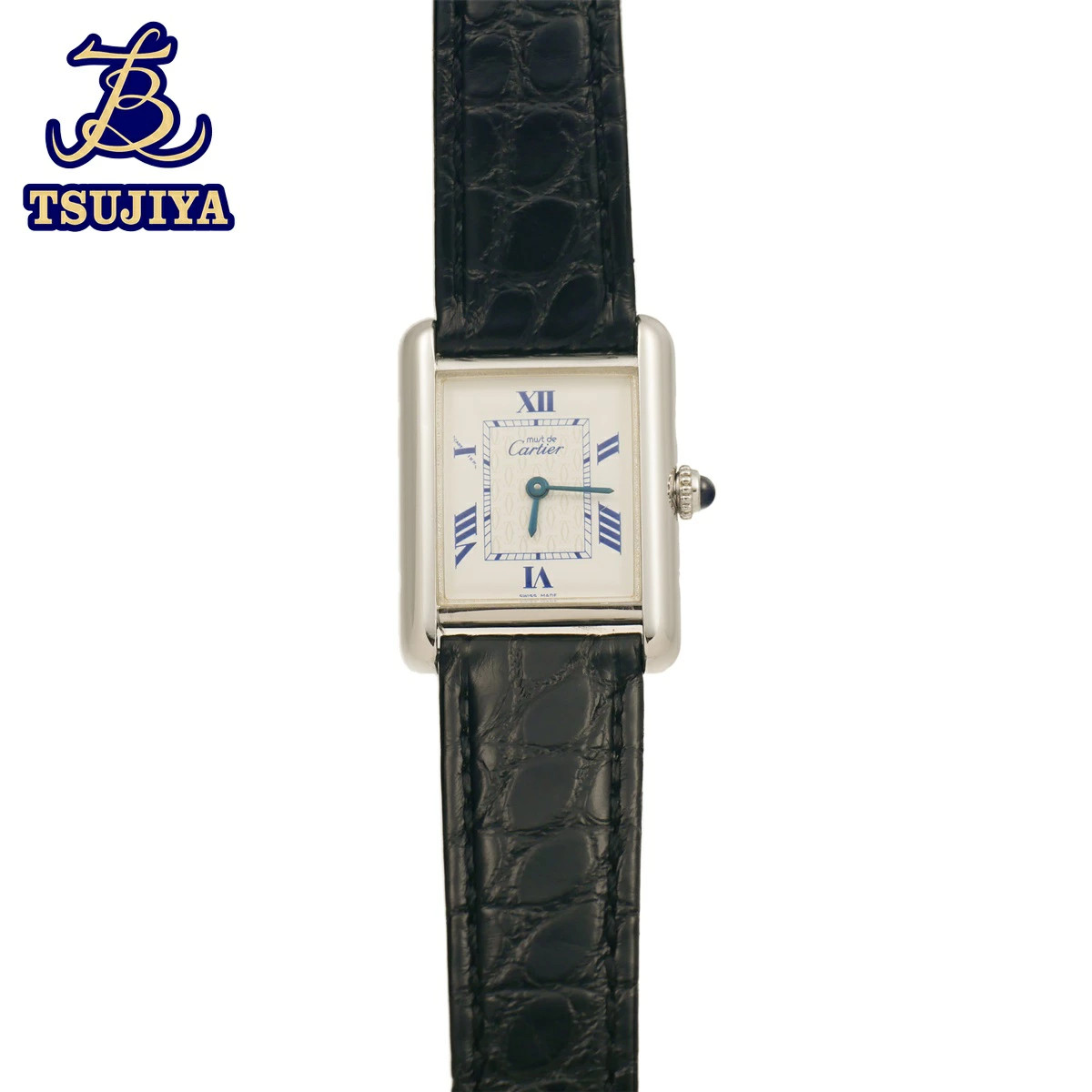 Cartier Must Tank SM Silver W1008354 White Dial Leather Bracelet Quartz Ladies