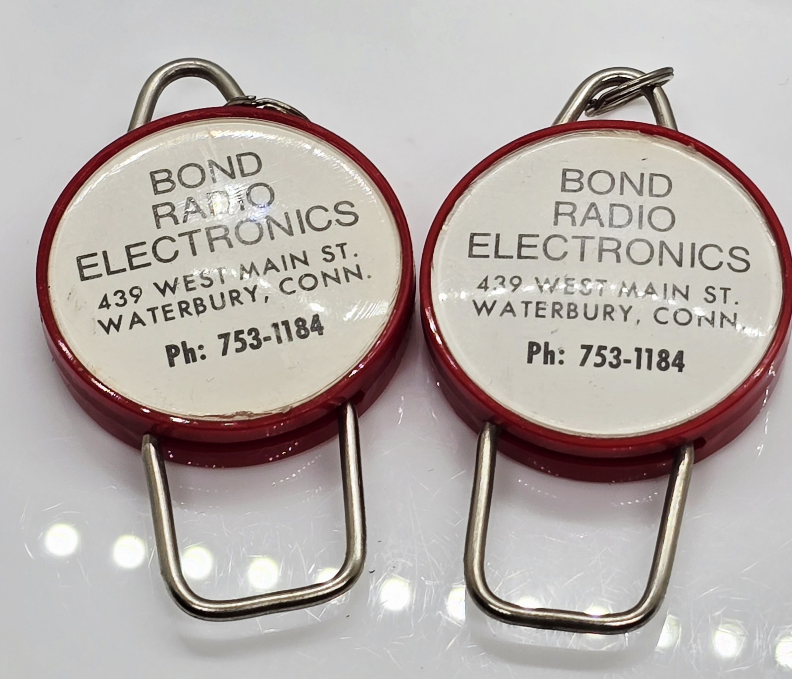 Rare Vintage Lot RCA Bond Radio Electronics Advertising Keychains Waterbury CT