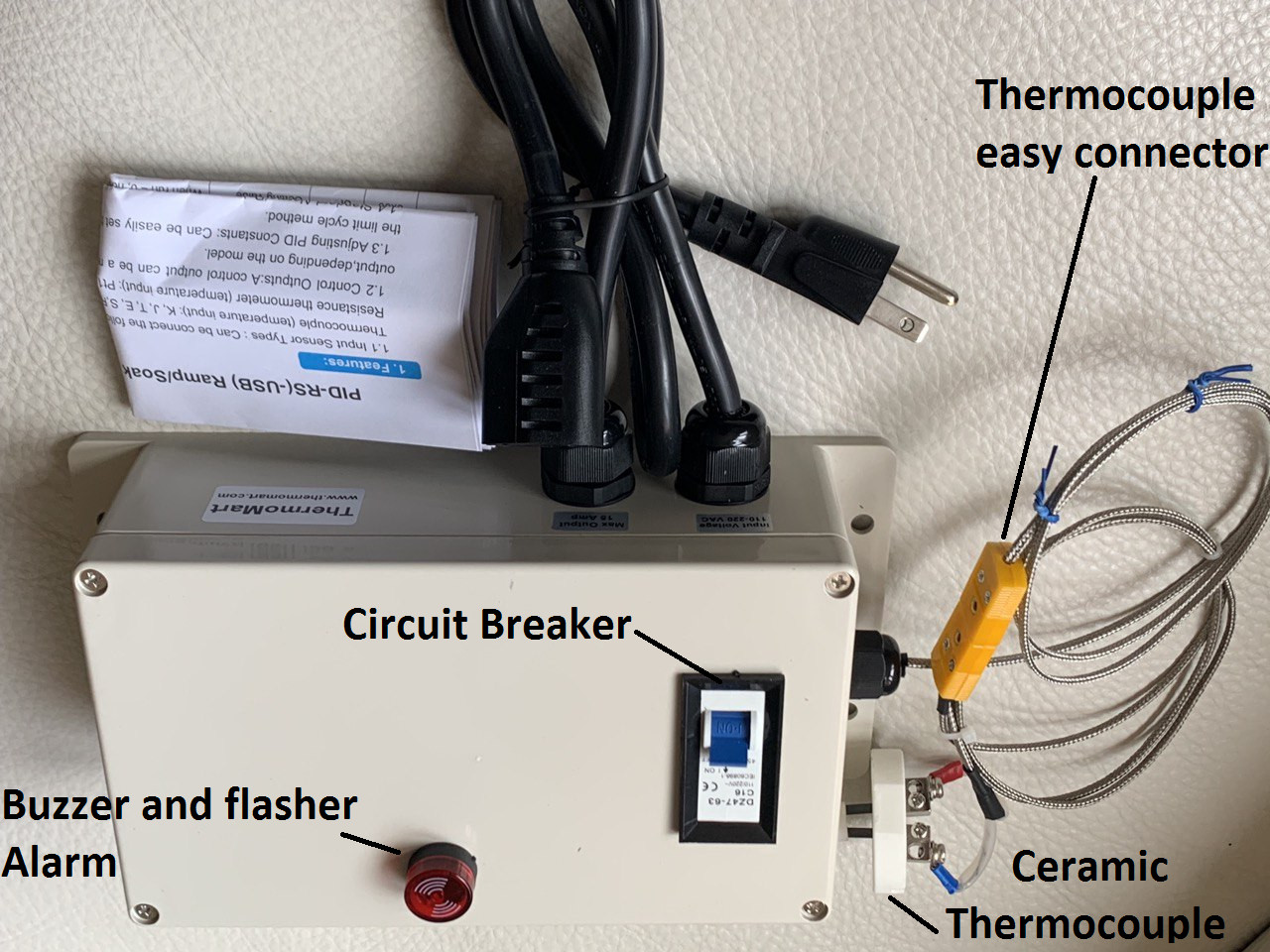 Plug Play PID Temperature Controller Box Kiln Probe Pottery Glass Annealing 20A