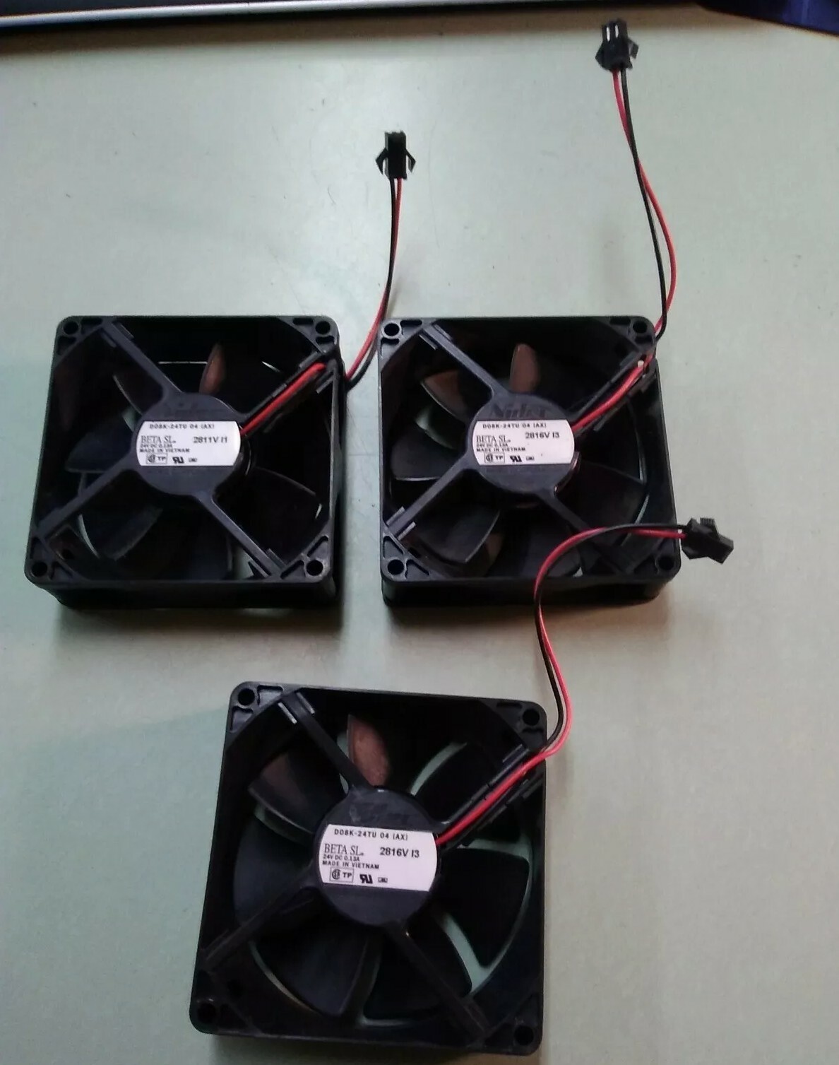 LOT OF 3 NIDEC D08K-24TU 04 DC24V 0.13A fan