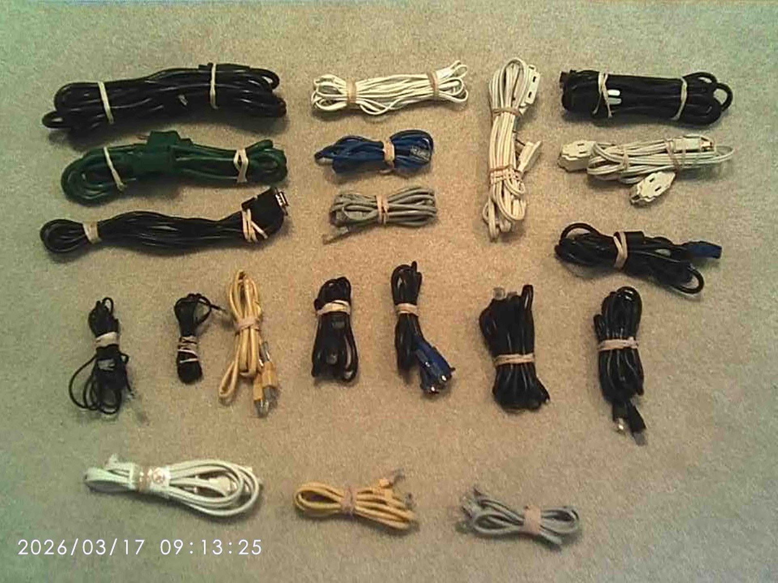 20 EXT CORDS; ELECT 3 & 2 PRONG; COMPUTER HDMI, VGA, ETHERNET, TELEPHONE