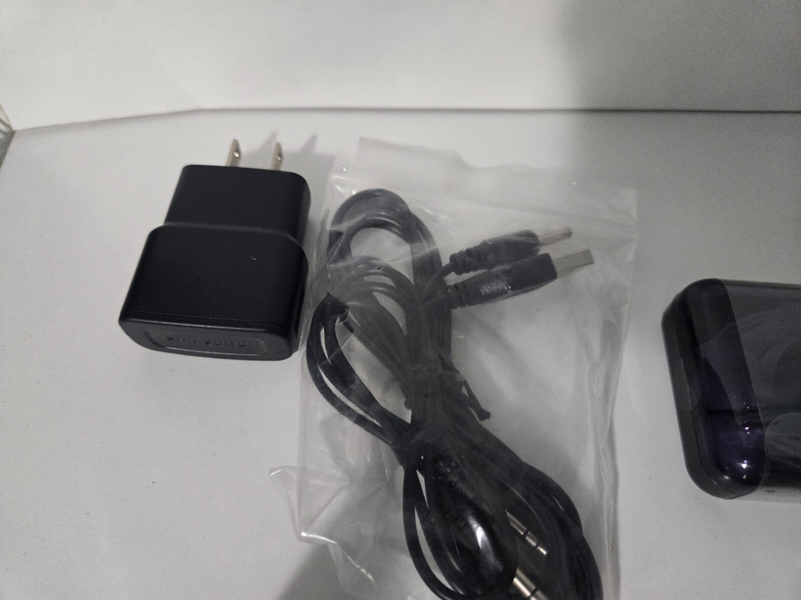 Mixed Lot Of Office Supplies, Chargers, Ear Buds, Exc. Check Photos