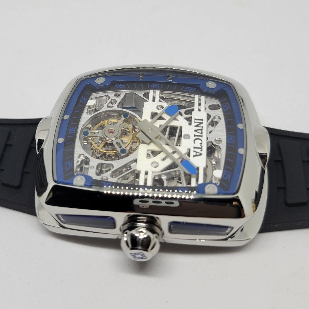 Invicta S1 Rally Diablo Tourbillon Watch Silver Dial Black Hand Winding w/ Box