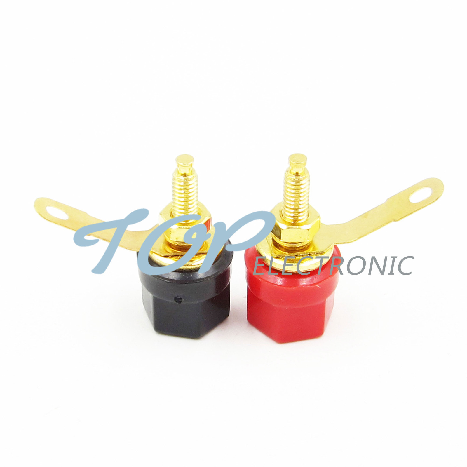 4PCS Gold Amplifier Speaker Binding Post Terminal 4mm Banana Plug Jack Connector