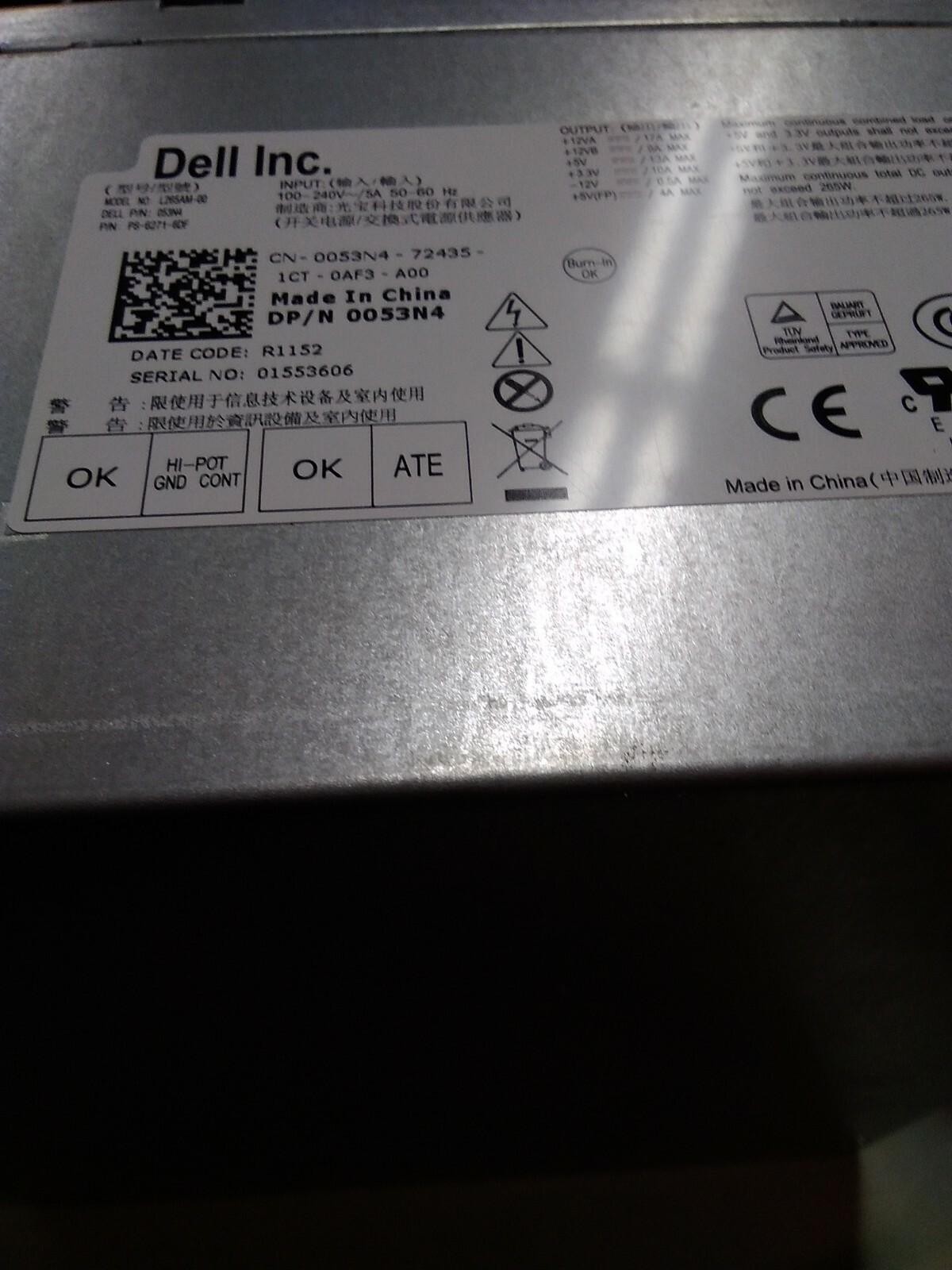 Dell 053N4 L265AM-00 265W Power Supply