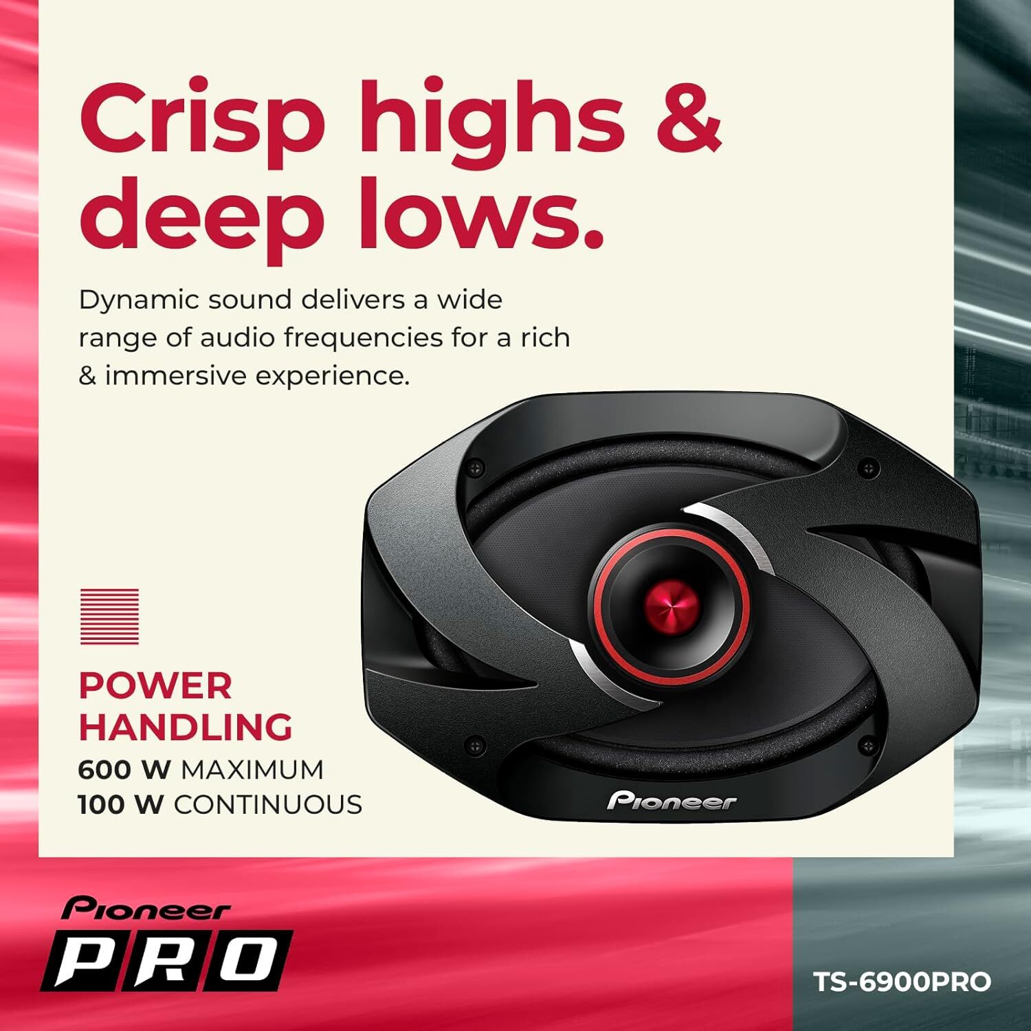 Pioneer TS6900PRO PRO Series 6×9″ 2-Way 600W MAX 2 Speakers Black Pair
