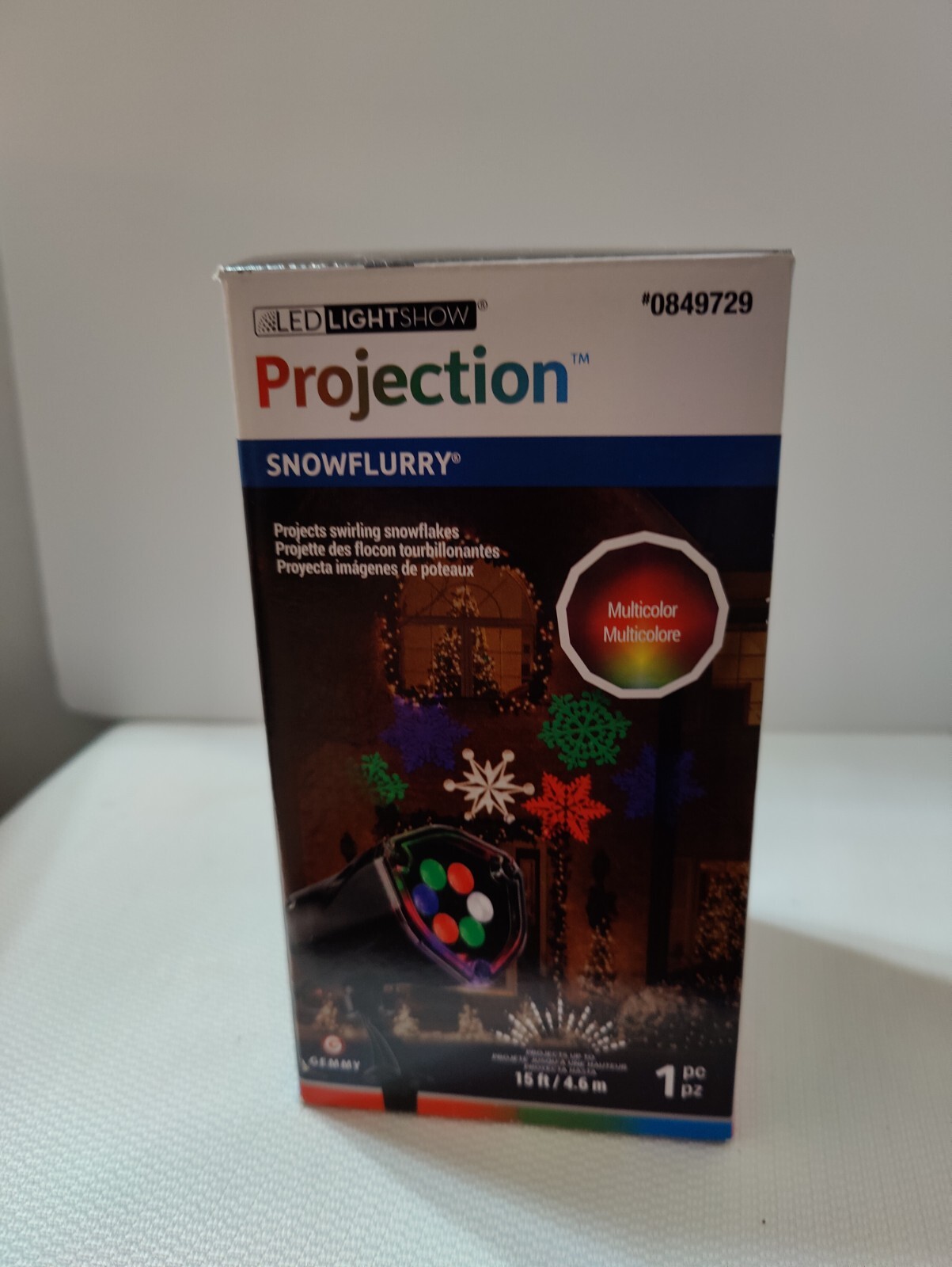 Led LightShow Projection Multicolor Snow Flurry Swirling Snowflakes New In Box