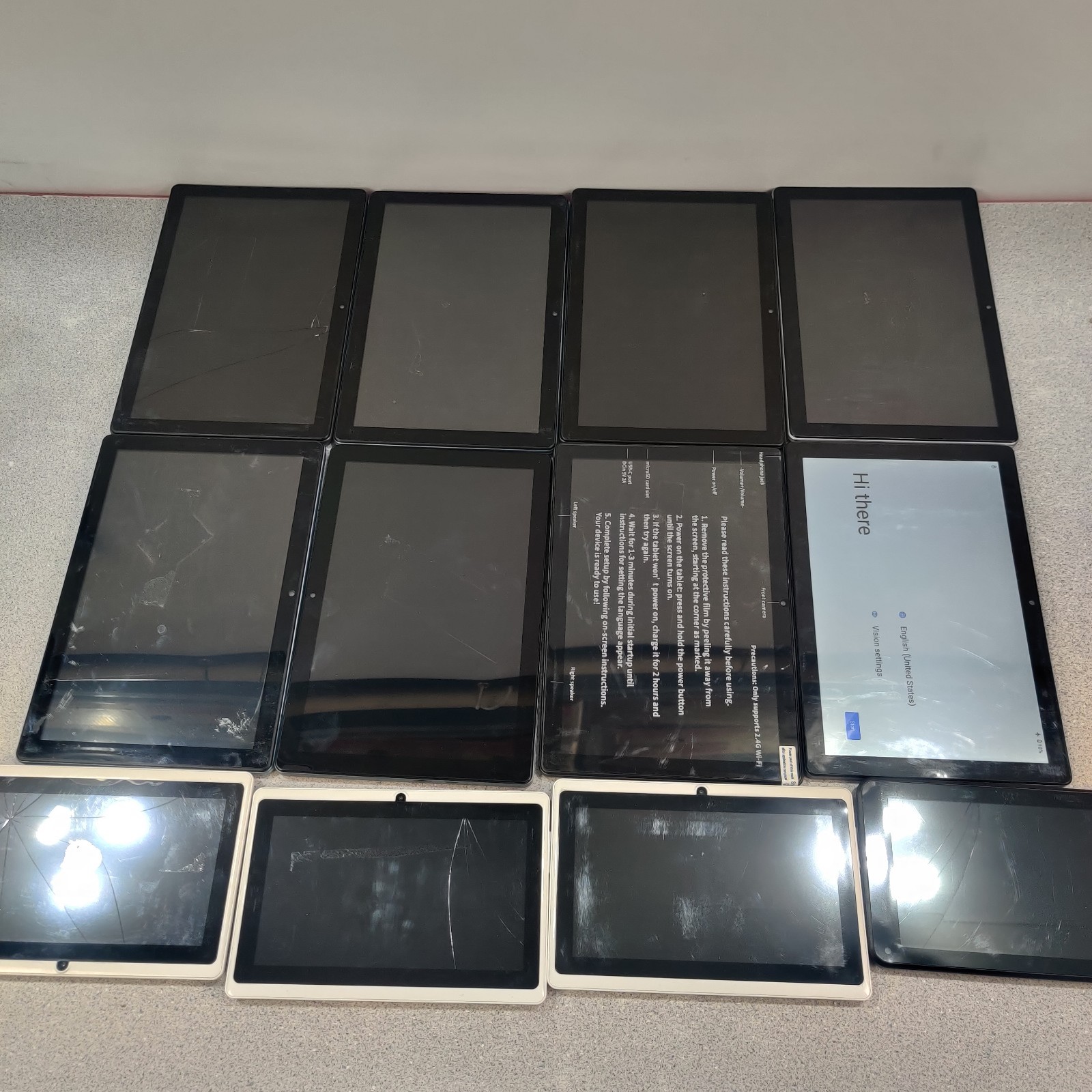 LOT OF 12 UNBRANDED TABLETS FOR PARTS UNTESTED SOLD AS IS