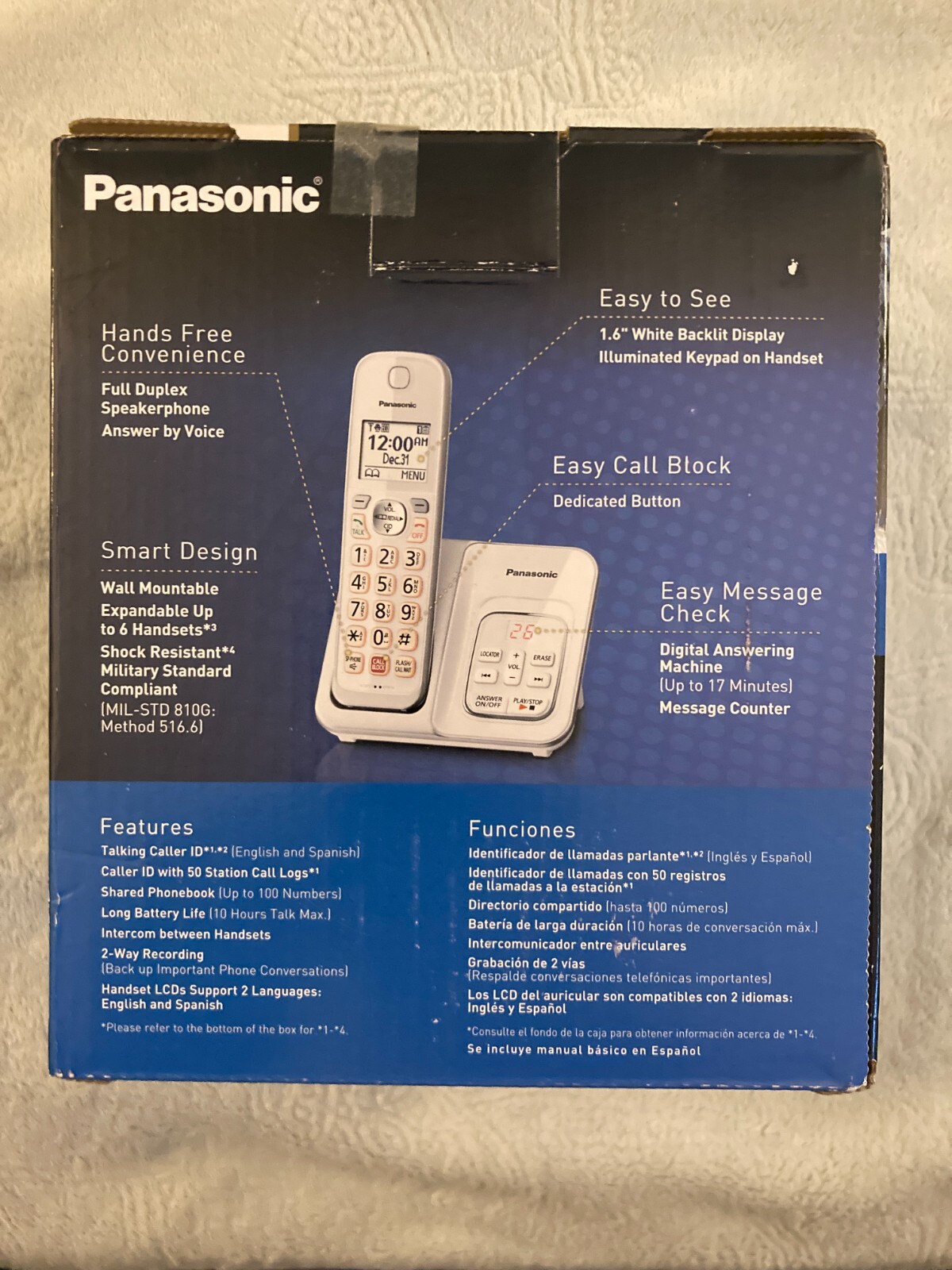 PANASONIC Cordless Phone KX-TGD832 Set (NEW IN BOX) 2 Handsets w/ Base – WHITE