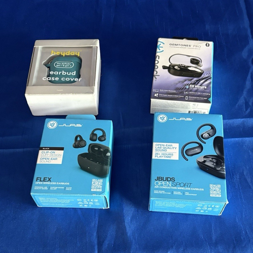 JLab JBuds Open Sport Bluetooth Wireless Earbuds + heyday Earbud Case Cover