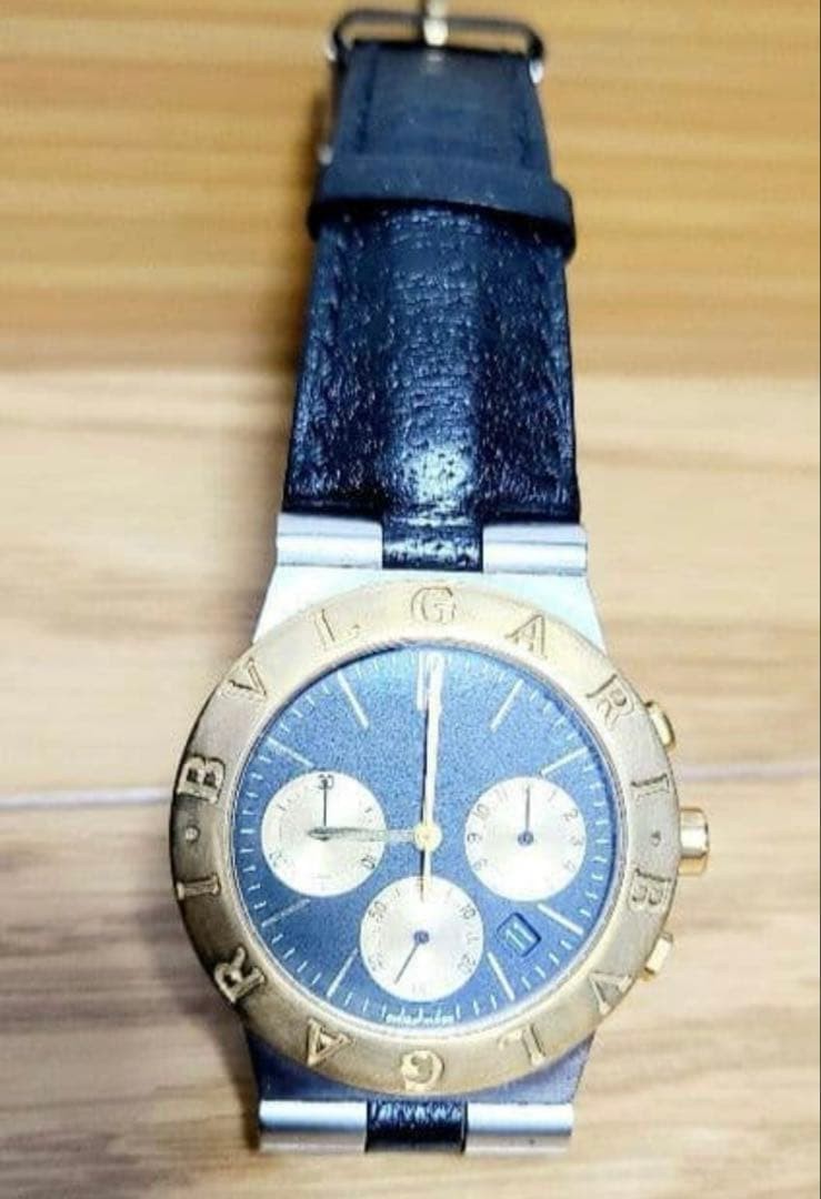 BVLGARI Watch Diagono CH35SG Chronograph Black Dial K18YG Sapphire Crystal