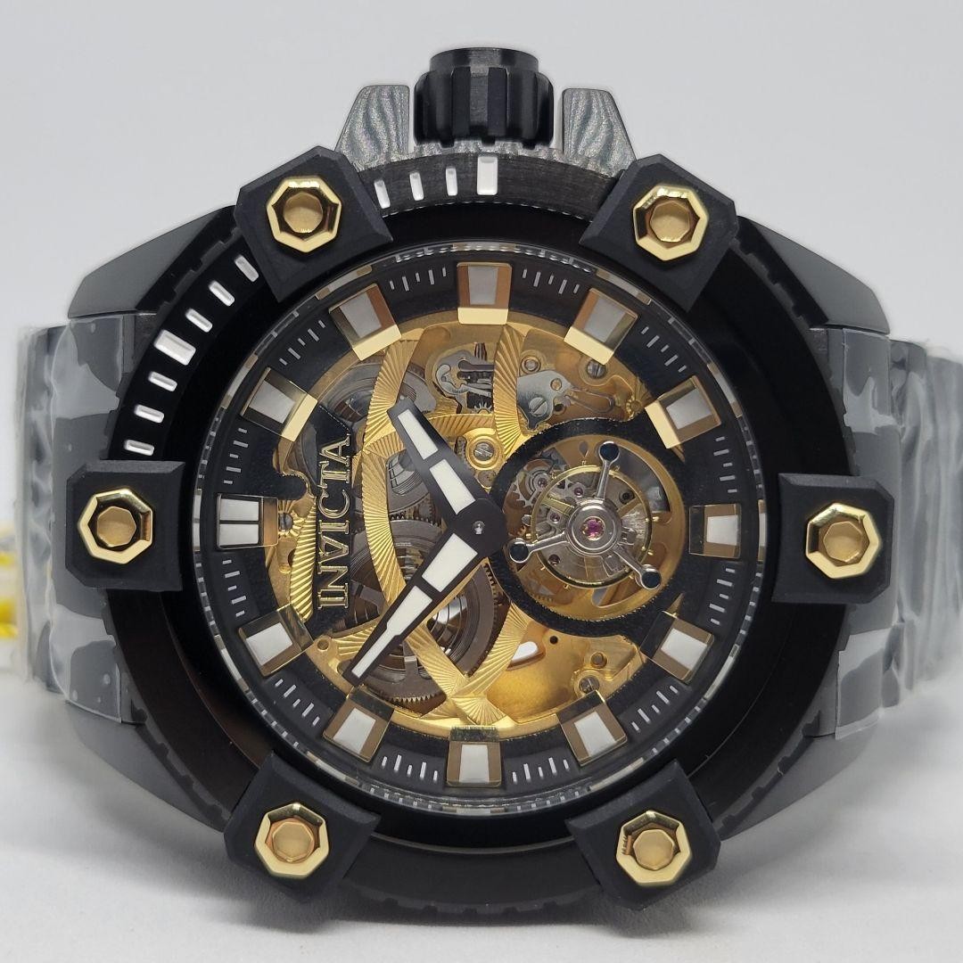 Invicta Reserve Grand Octane Tourbillon 56mm Automatic Watch Gold Dial Black Box