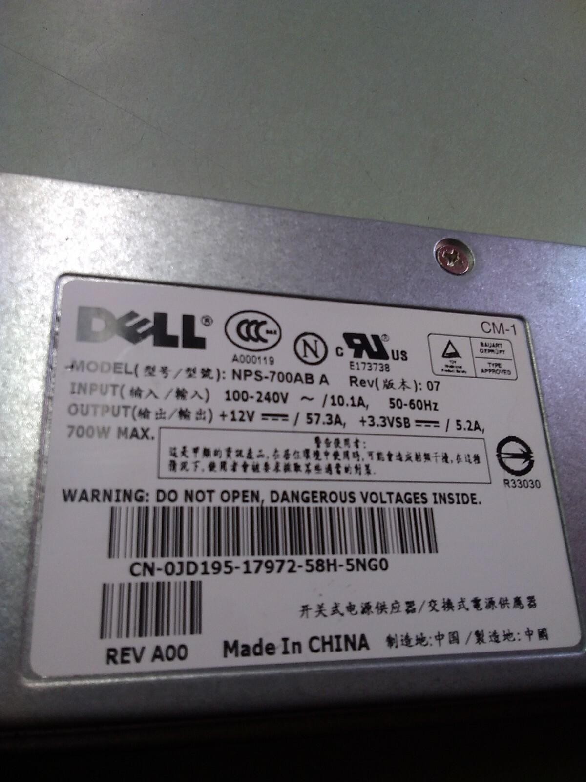 DELL 0JD195 NPS-700AB A POWER SUPPLY 700W REV 07