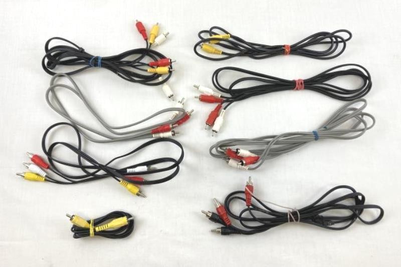 Lot of 10 RCA Audio Cables – Auxiliary & Composite, Untested As-Is