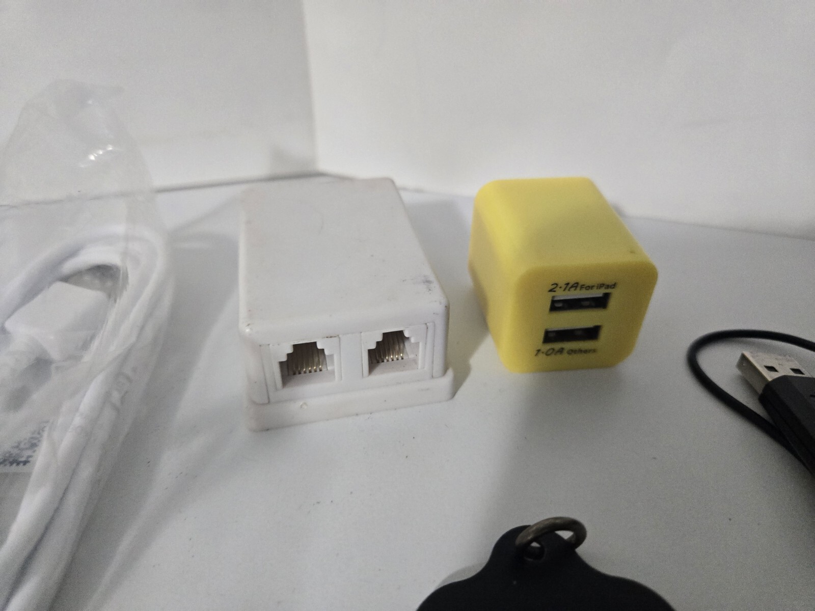 Mixed Lot Of Office Supplies, Chargers, Ear Buds, Exc. Check Photos