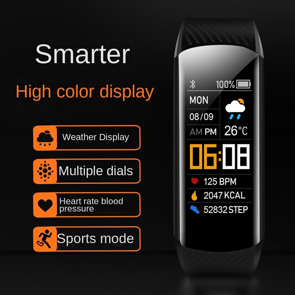Color screen sports pedometer smart bracelet heart rate health monitoring