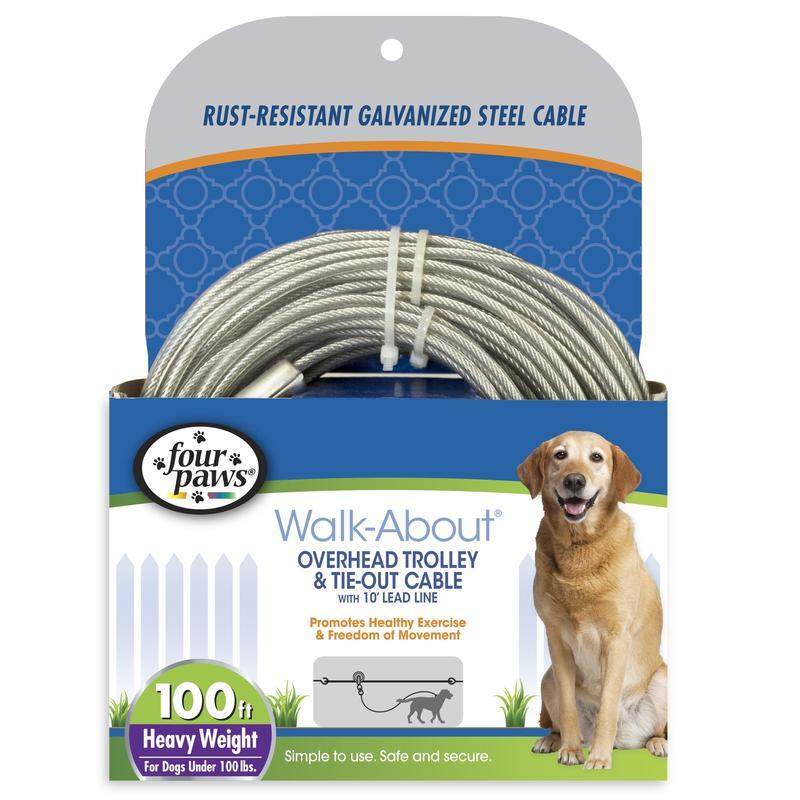 Heavy Duty Dog Run Cable 100ft Outdoor Trolley Exerciser W/ Pulley Lead Silver