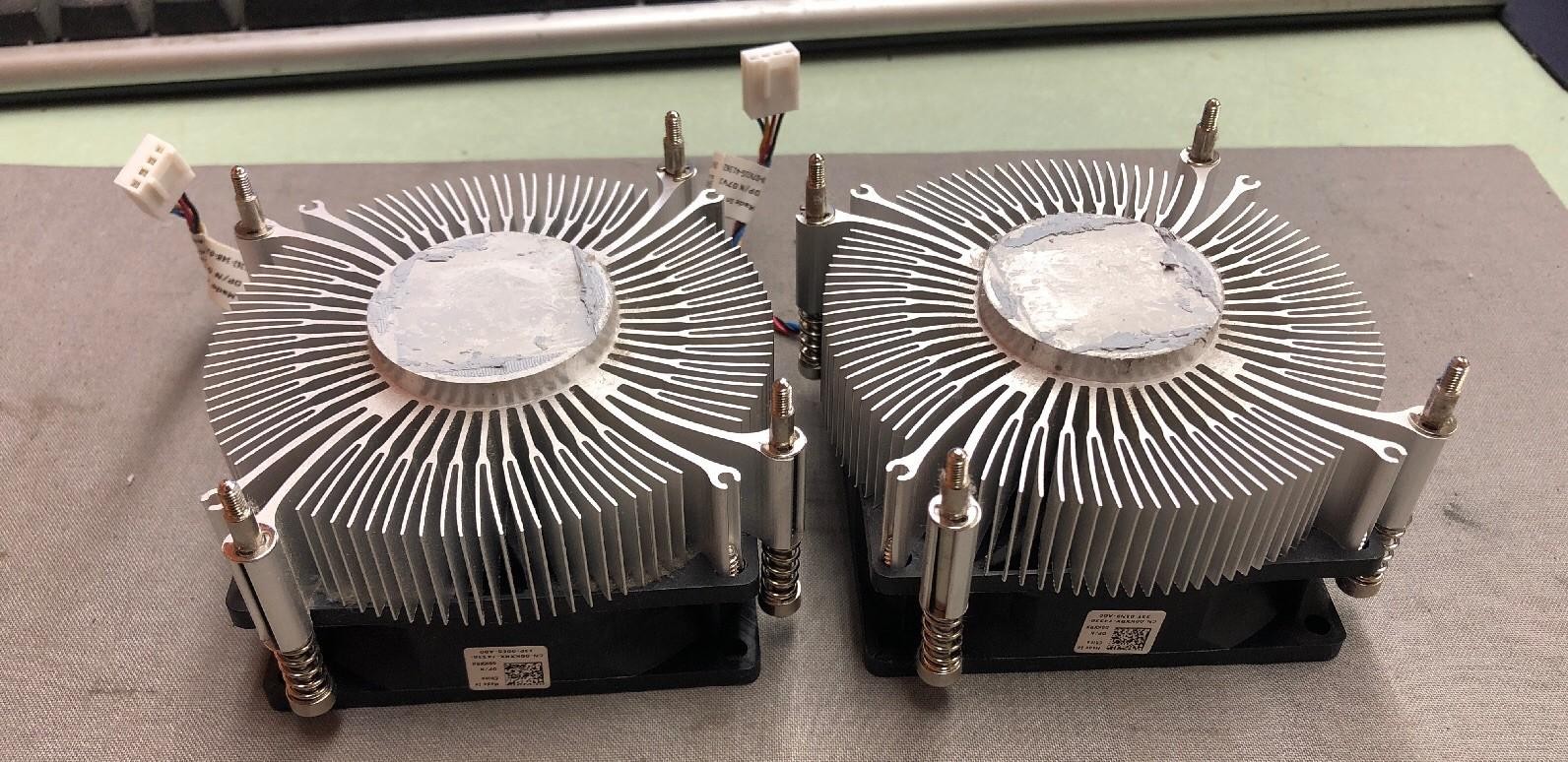 LOT OF 2 Dell 00KXRX 12v Heat Sink and 3″ Fan 07VJ1G