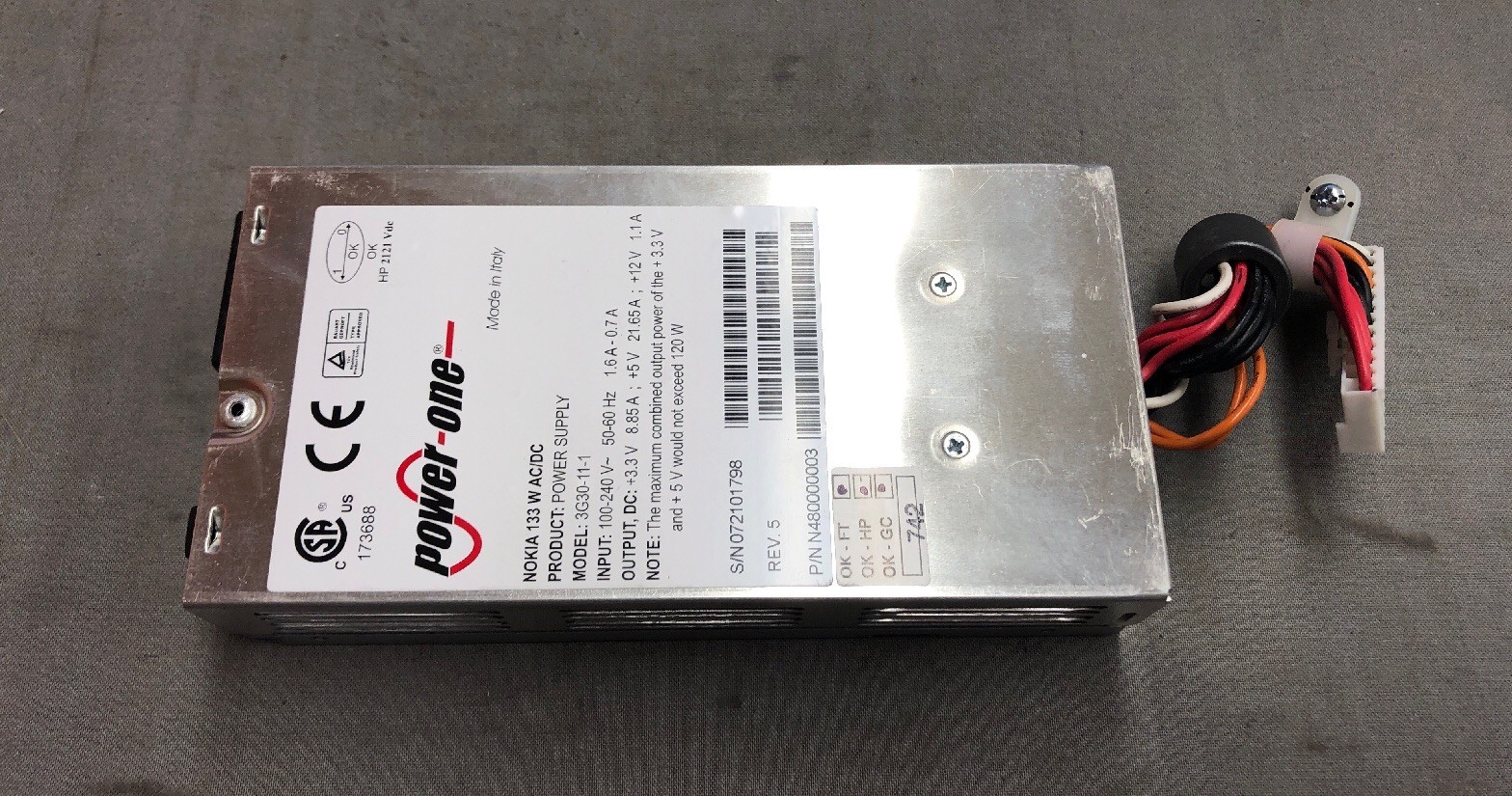 Power One NOKIA 133W AC/DC 3G30-11-1 N480000003 Power Supply