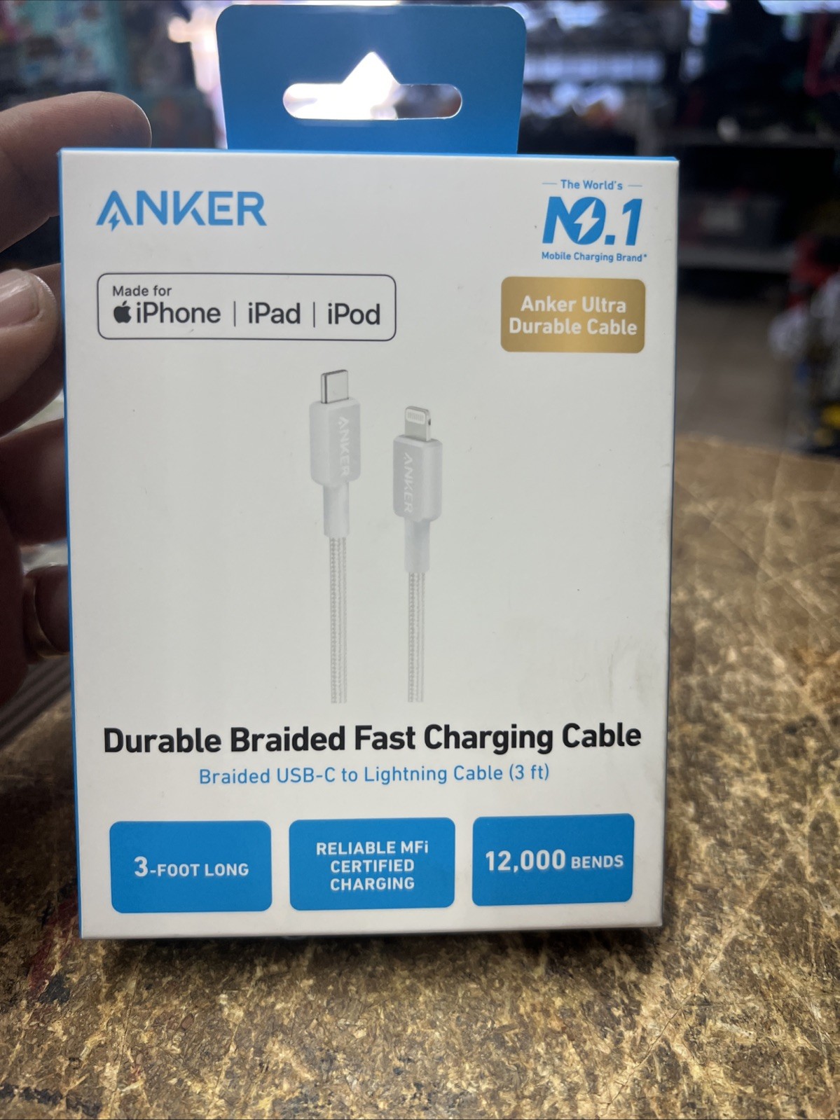 Anker USB C to Lightning Cable, 310 USB-C to Lightning Braided Cable(3ft, White