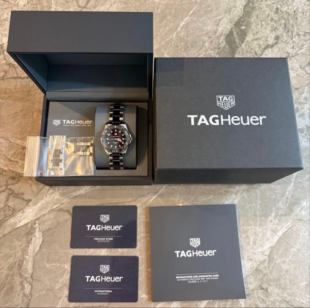 TAG Heuer Aquaracer Quartz Diamond WAY131C.BA0913 Black Round Dial Box Links