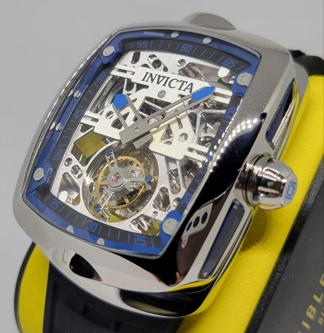 Invicta S1 Rally Diablo Tourbillon Watch Silver Dial Black Hand Winding w/ Box