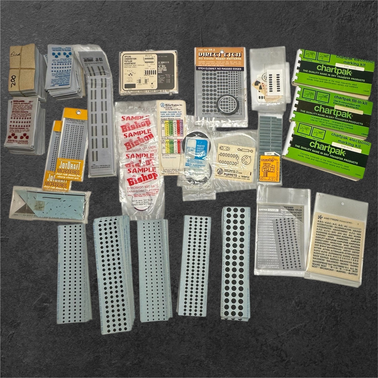 Chartpak Bishop Brady Graphics Vintage Transfer Drafting Lettering PCB Lot Mixed