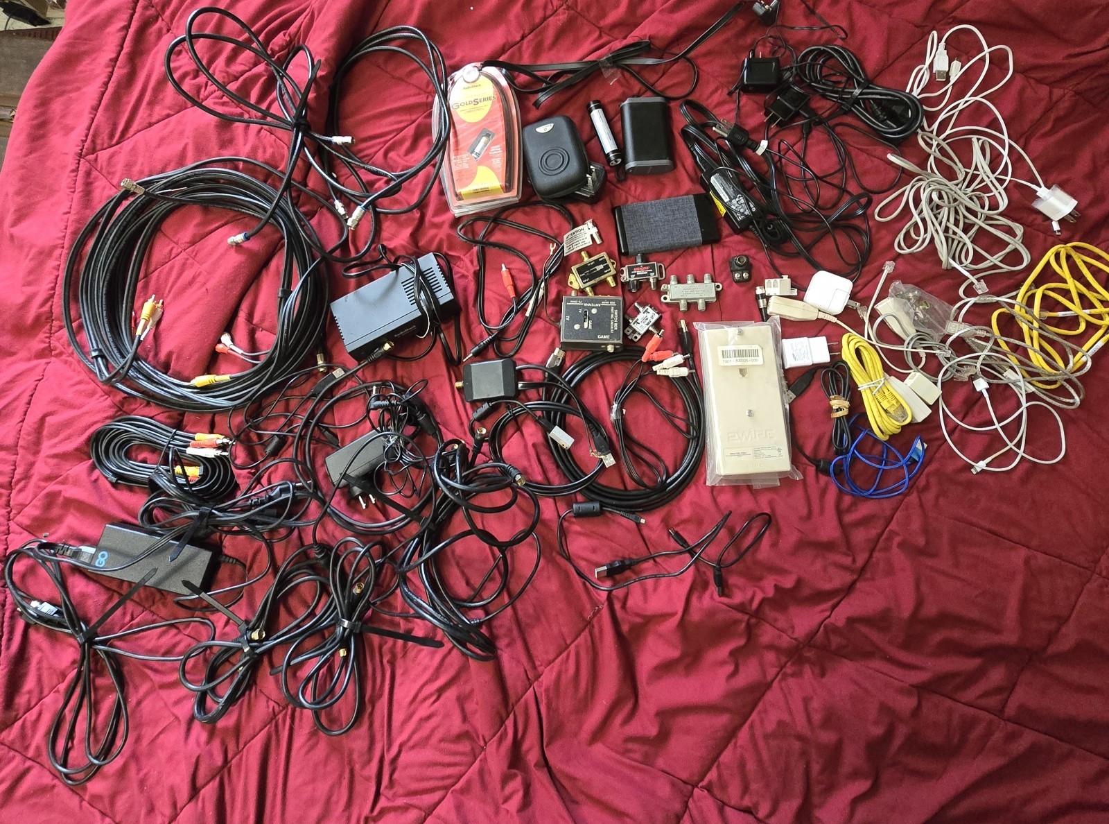 BIG LOT Vintage Electronic Cables, Chargers, Adapters, Connectors, Switches MORE