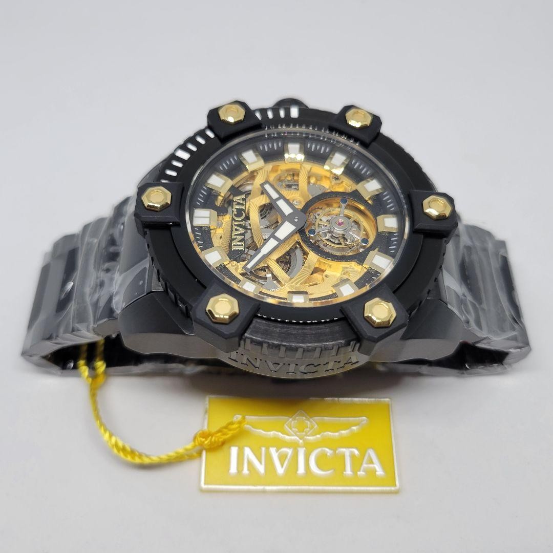 Invicta Reserve Grand Octane Tourbillon 56mm Automatic Watch Gold Dial Black Box