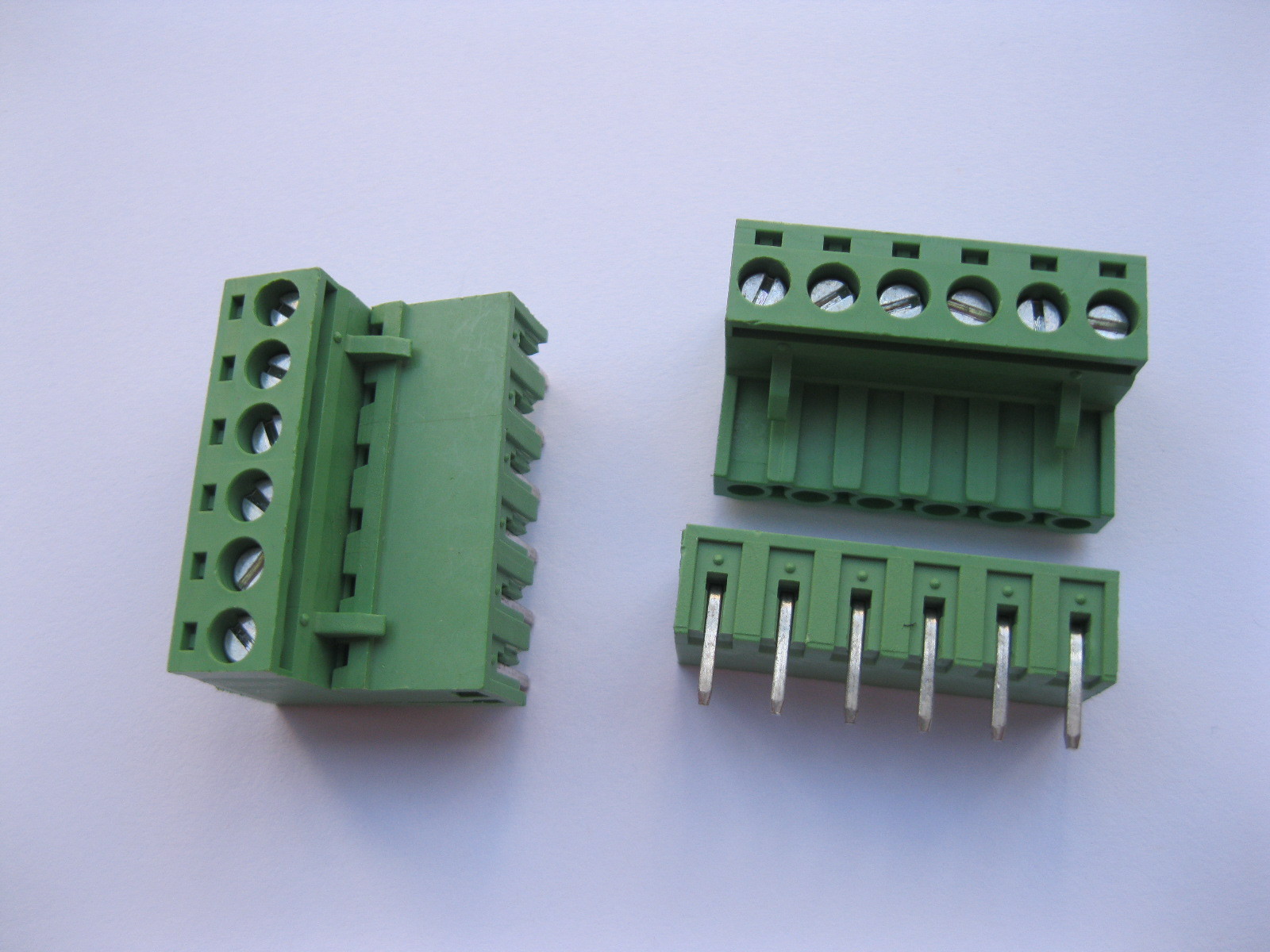 10 pcs 5.08mm Angle 6 pin Screw Terminal Block Connector Pluggable Type Green