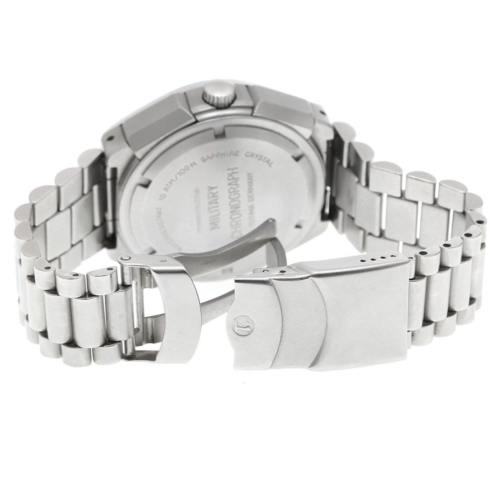 TUTIMA 798-02 Military Chronograph Day-Date Automatic Mens Watch Black Dial SS