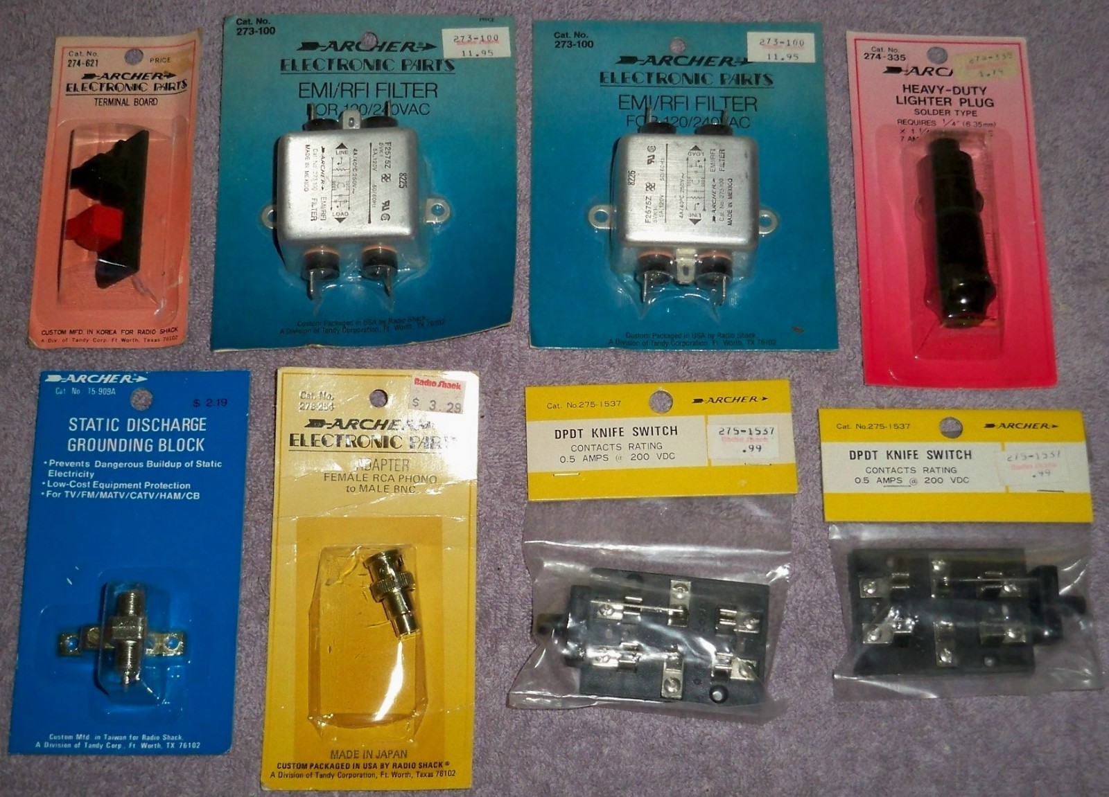 LOT of 8 Vintage ARCHER Radio Shack Electronics / Packaged & Sealed Misc. items