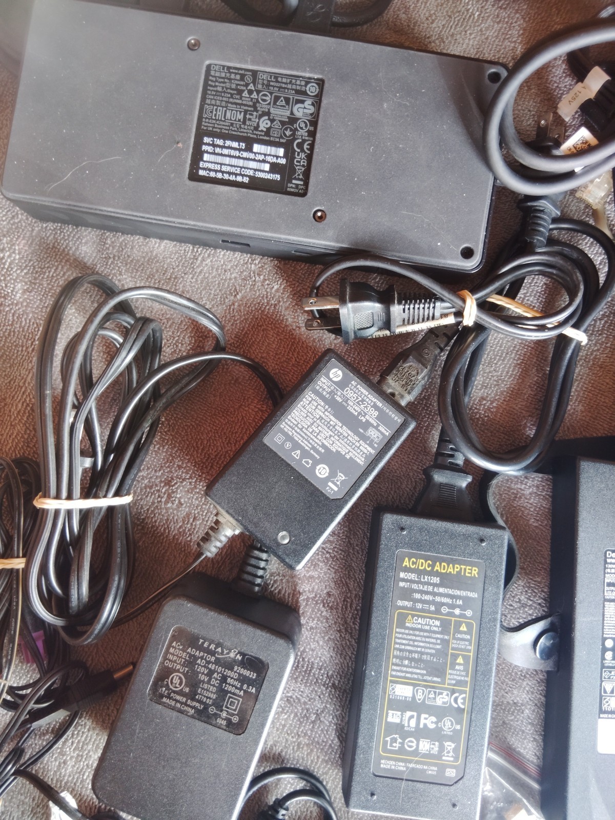Large Electronics Lot – Power Adapters, Cables, RAM, Dock, Webcam, Headset