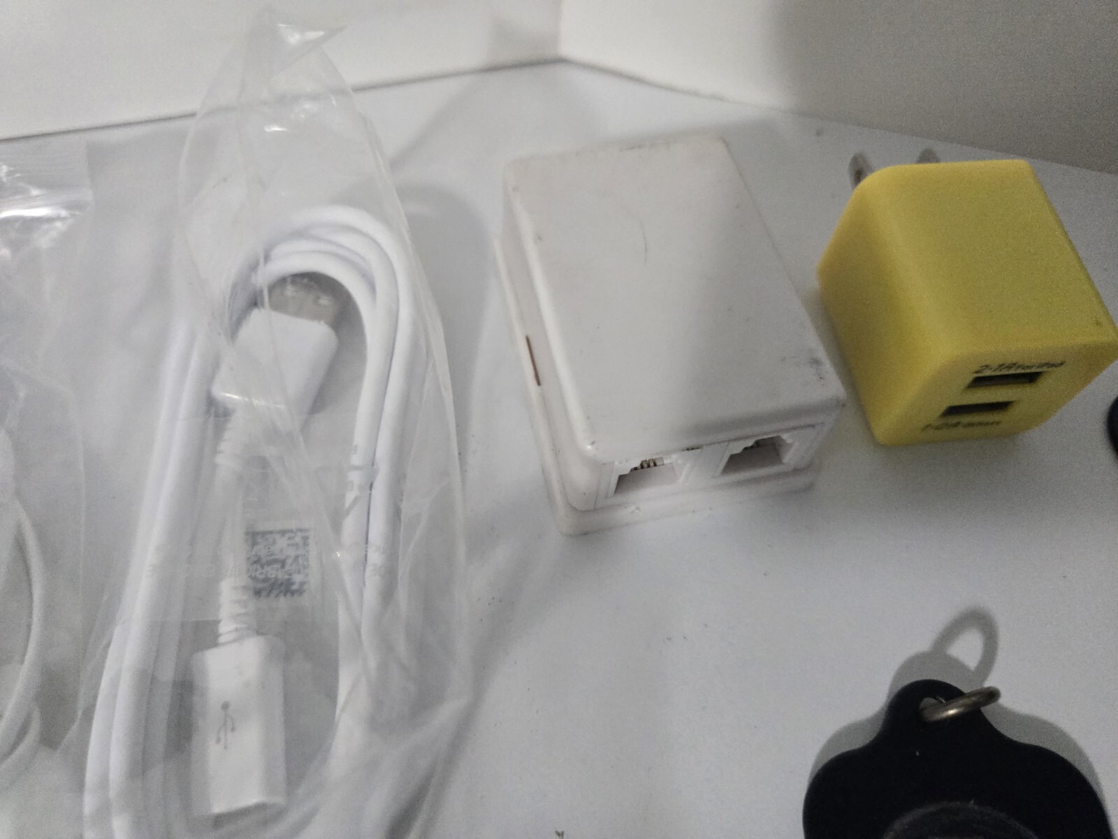 Mixed Lot Of Office Supplies, Chargers, Ear Buds, Exc. Check Photos