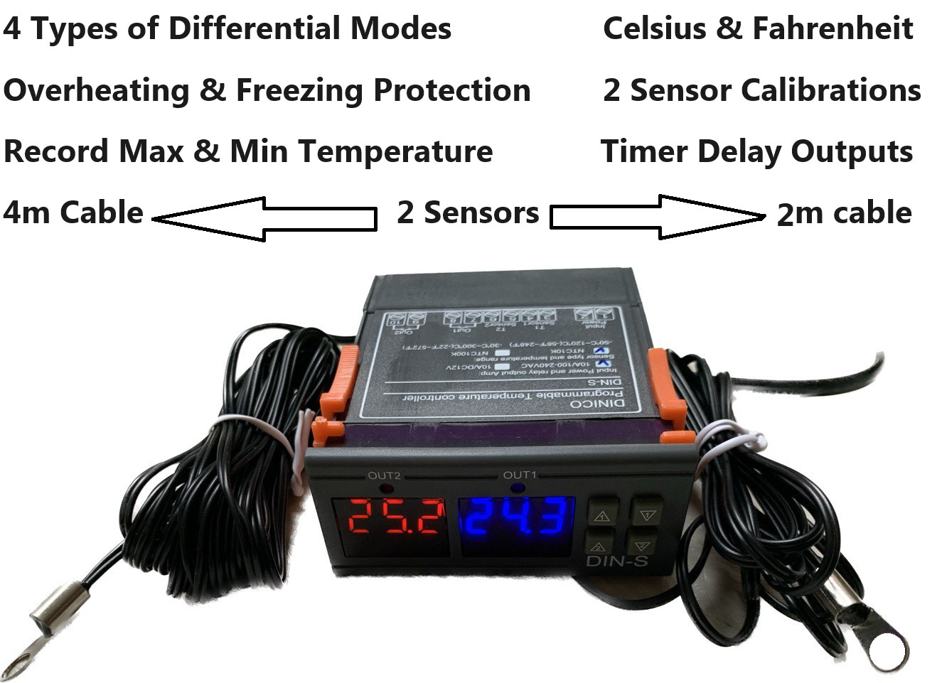 Differential Temperature Controller Water Heater Solar Panel Water Pump 2 Sensor